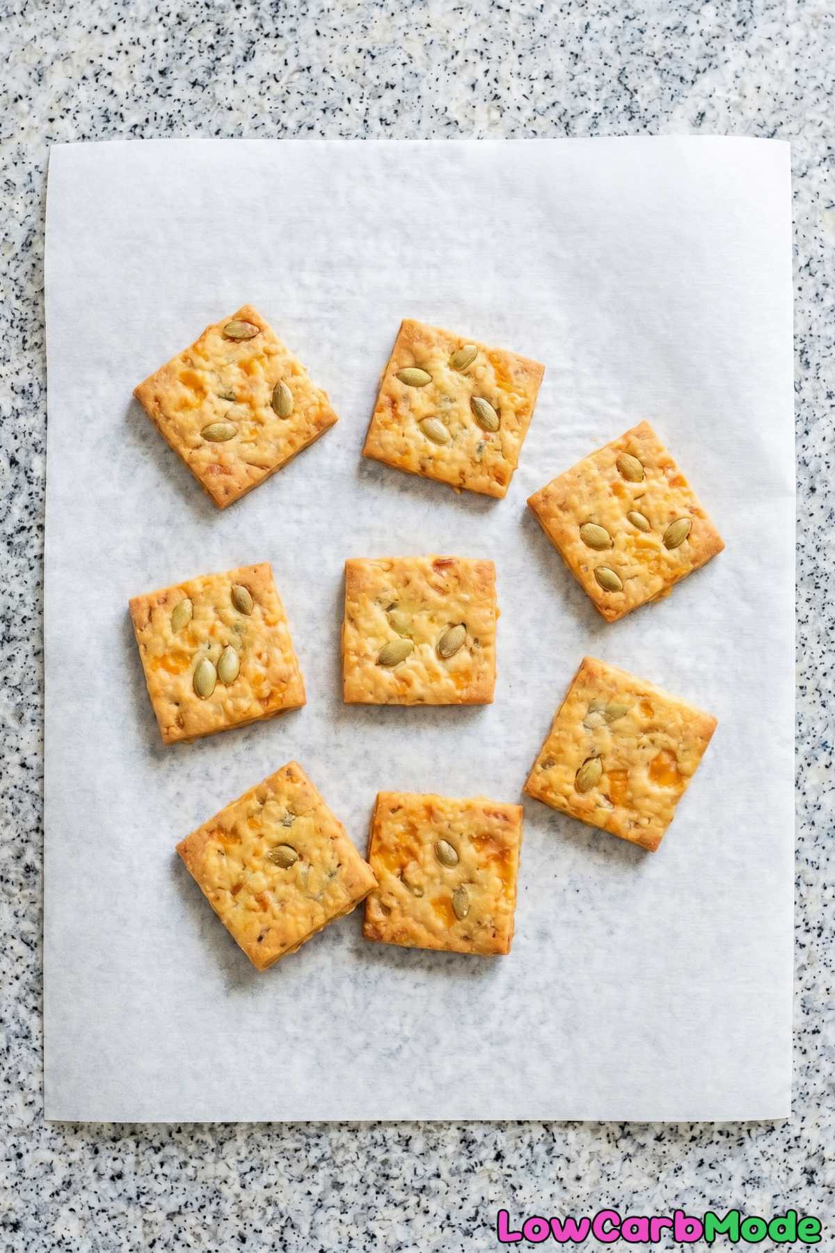 Homemade keto pumpkin seed cheddar crackers