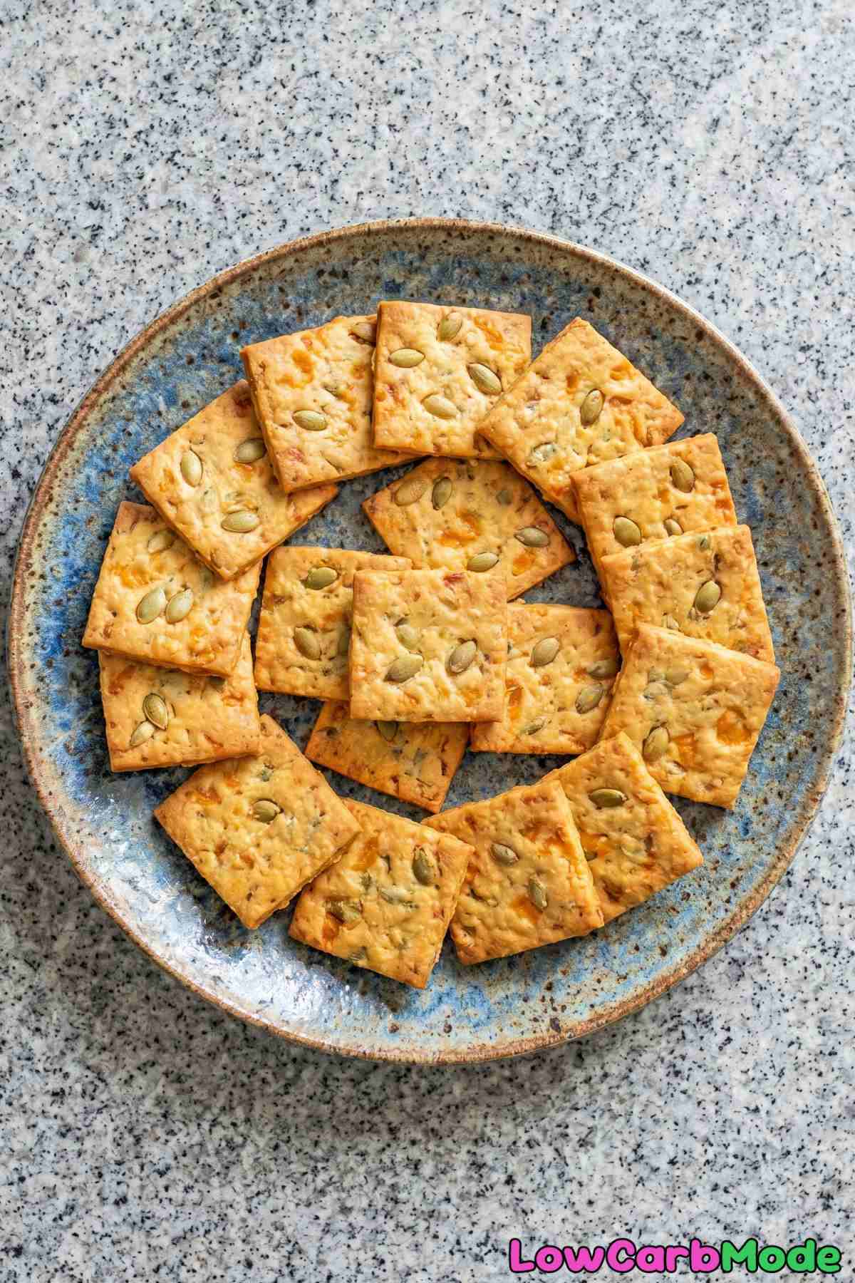 Nutty keto pumpkin seed & cheddar crackers