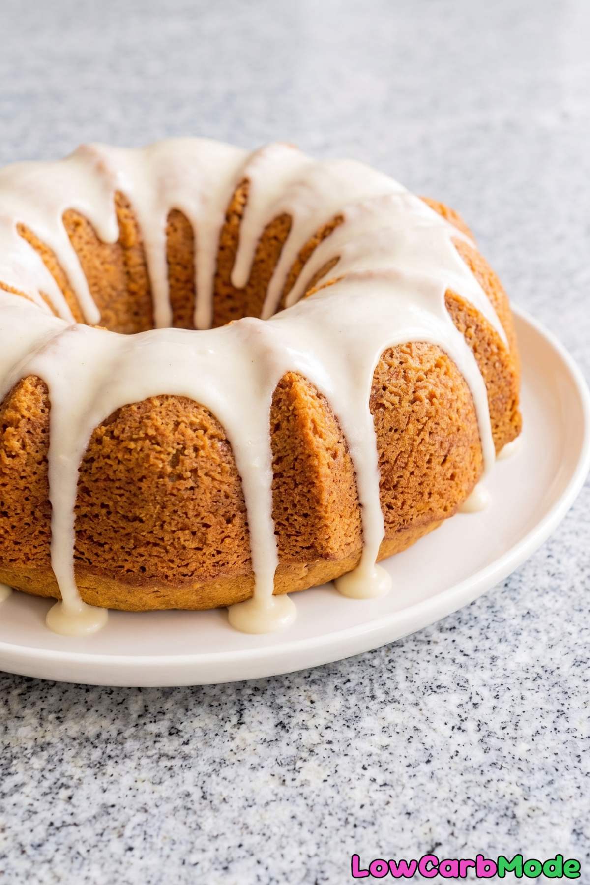 keto pumpkin cake with sweet glaze