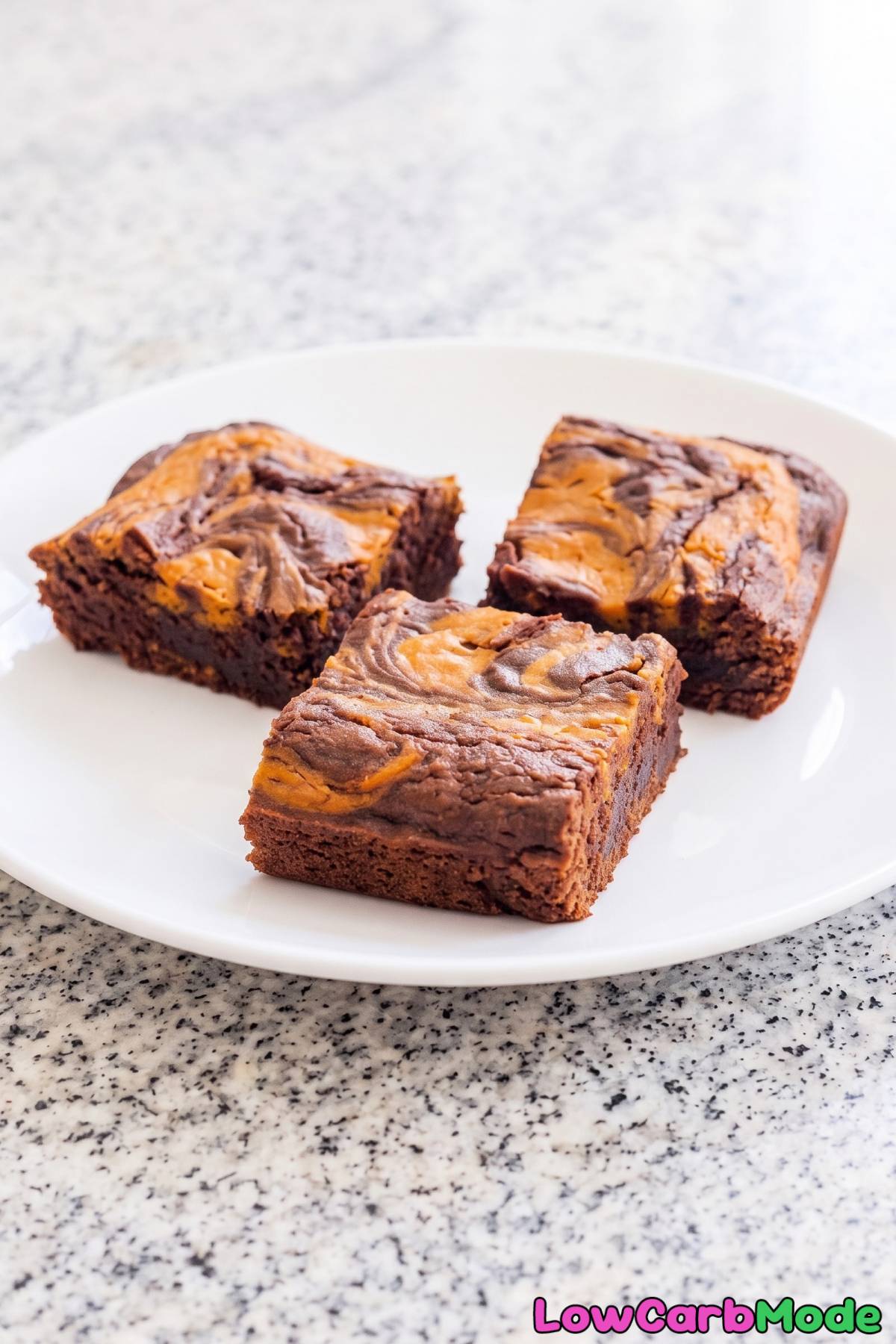 Homemade keto pumpkin swirl brownies