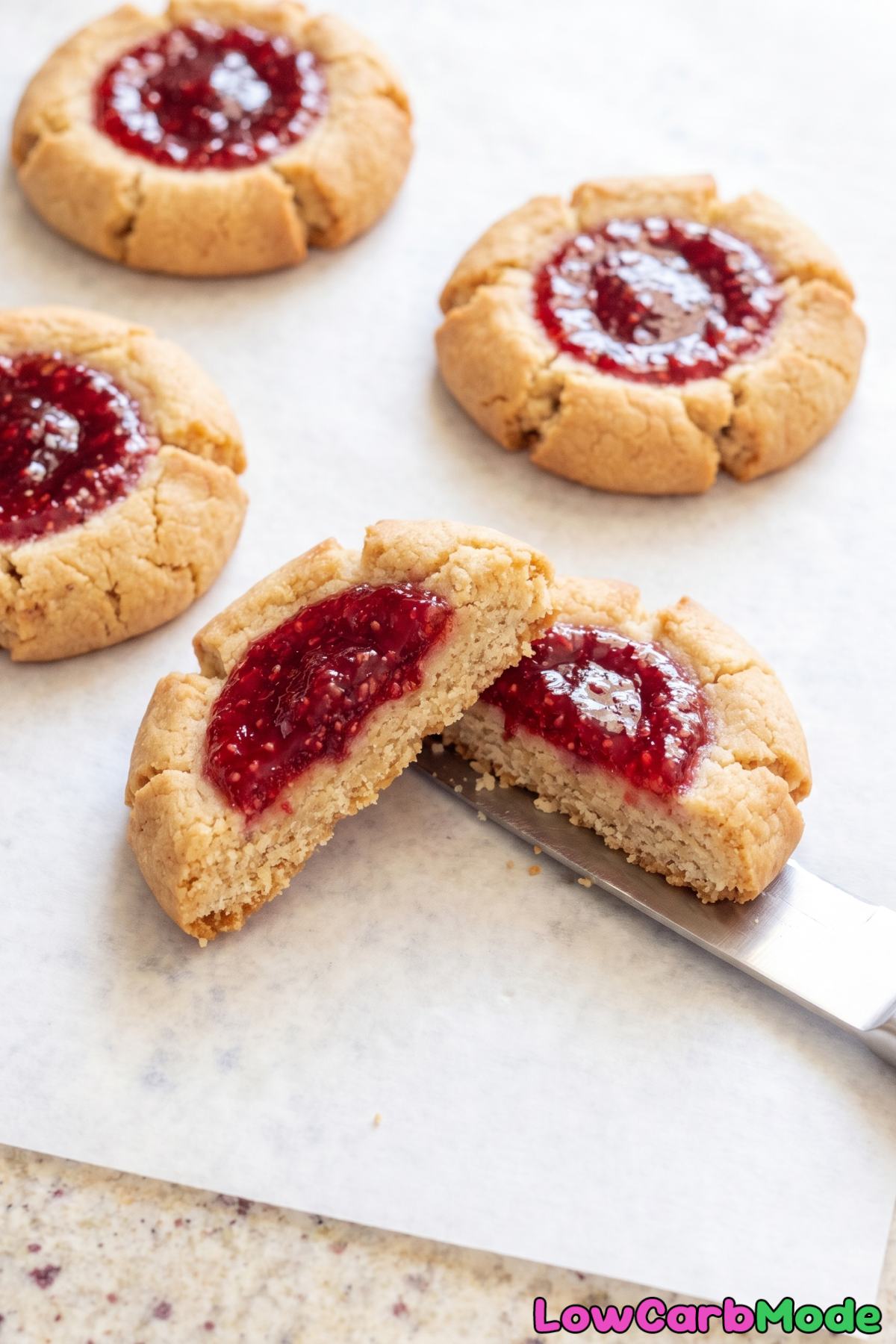 Keto thumbprints with raspberry filling