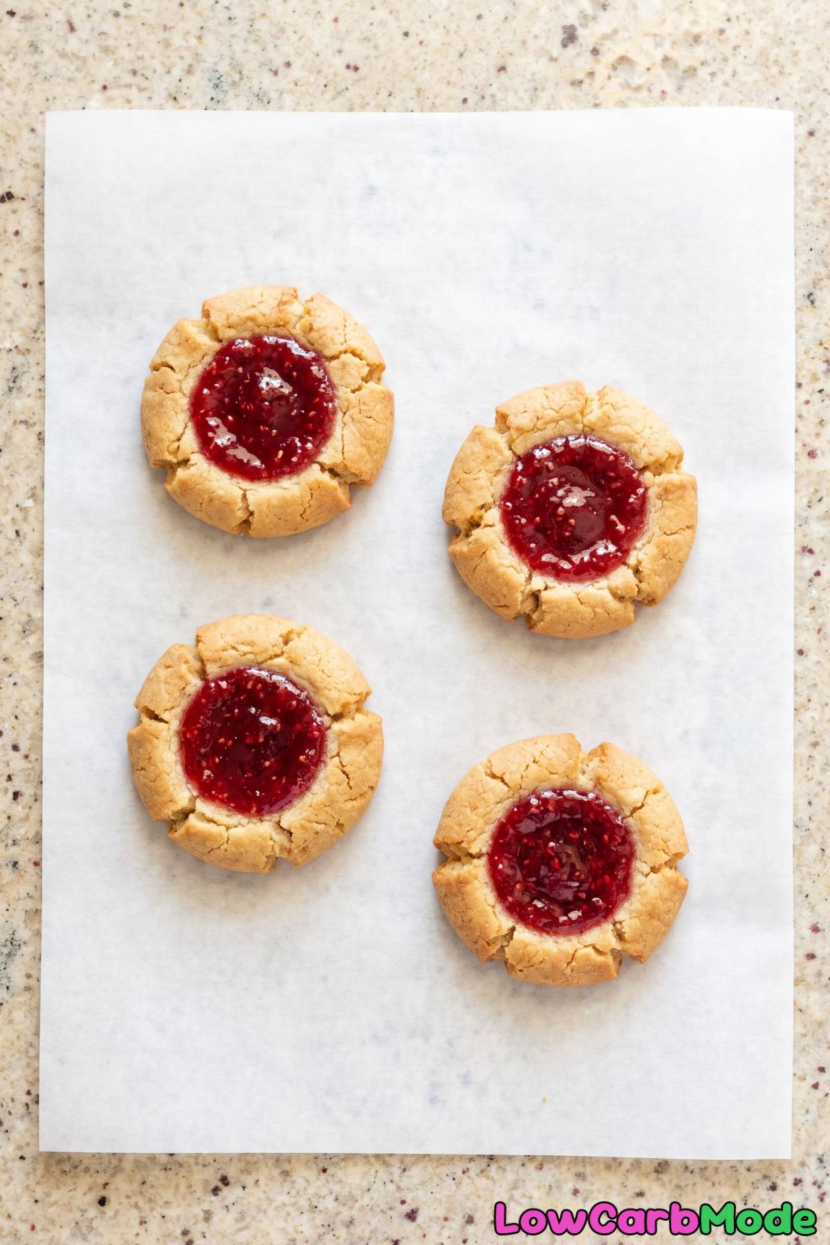 Buttery keto raspberry thumbprints