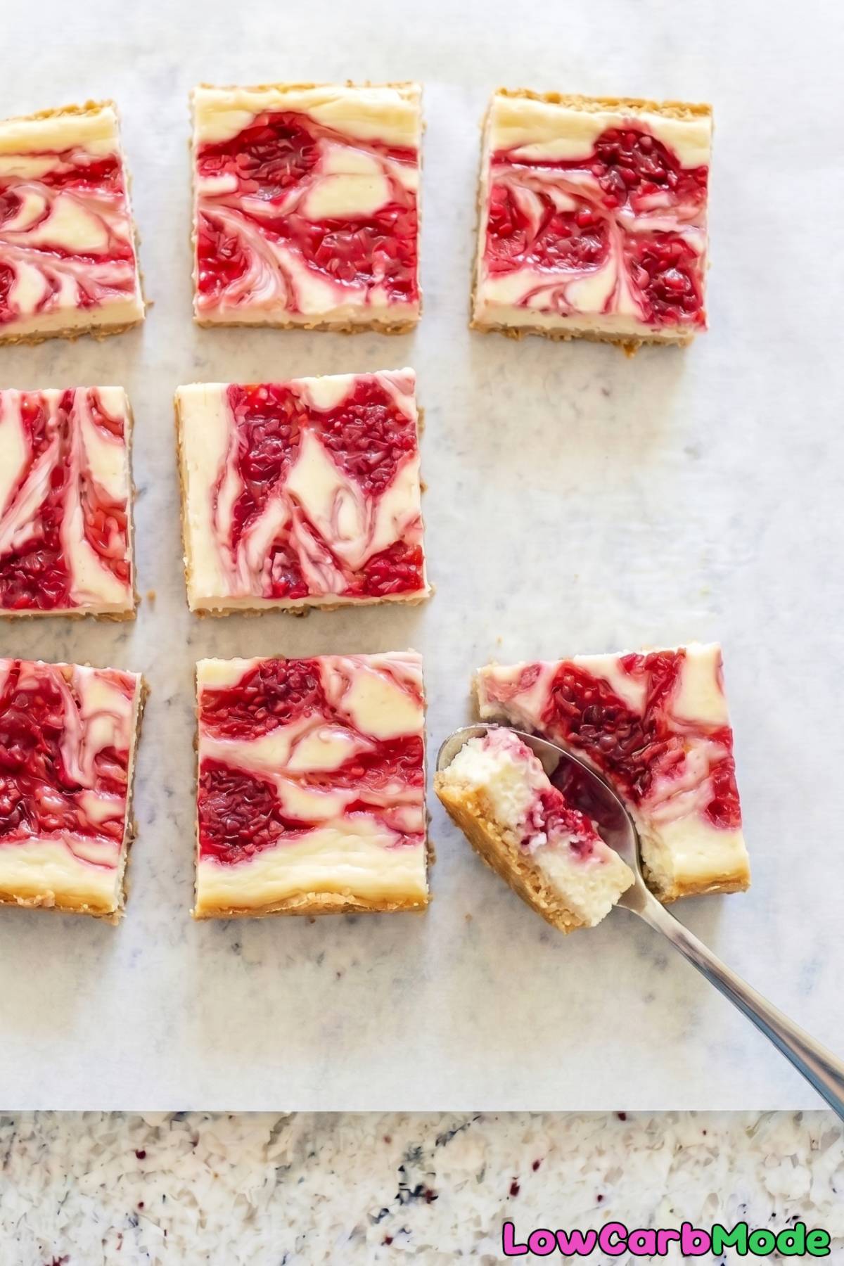 Homemade keto raspberry cheesecake bars