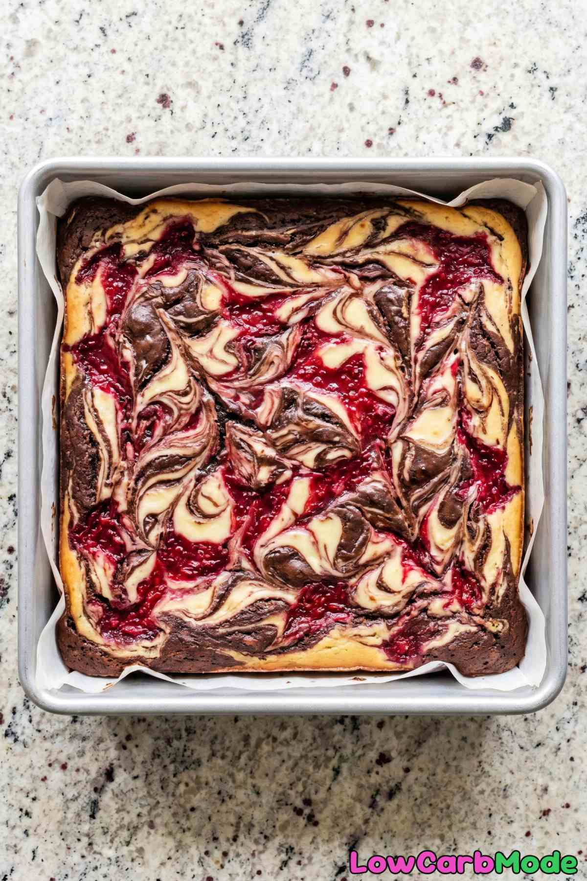 simple raspberry cheesecake keto brownies