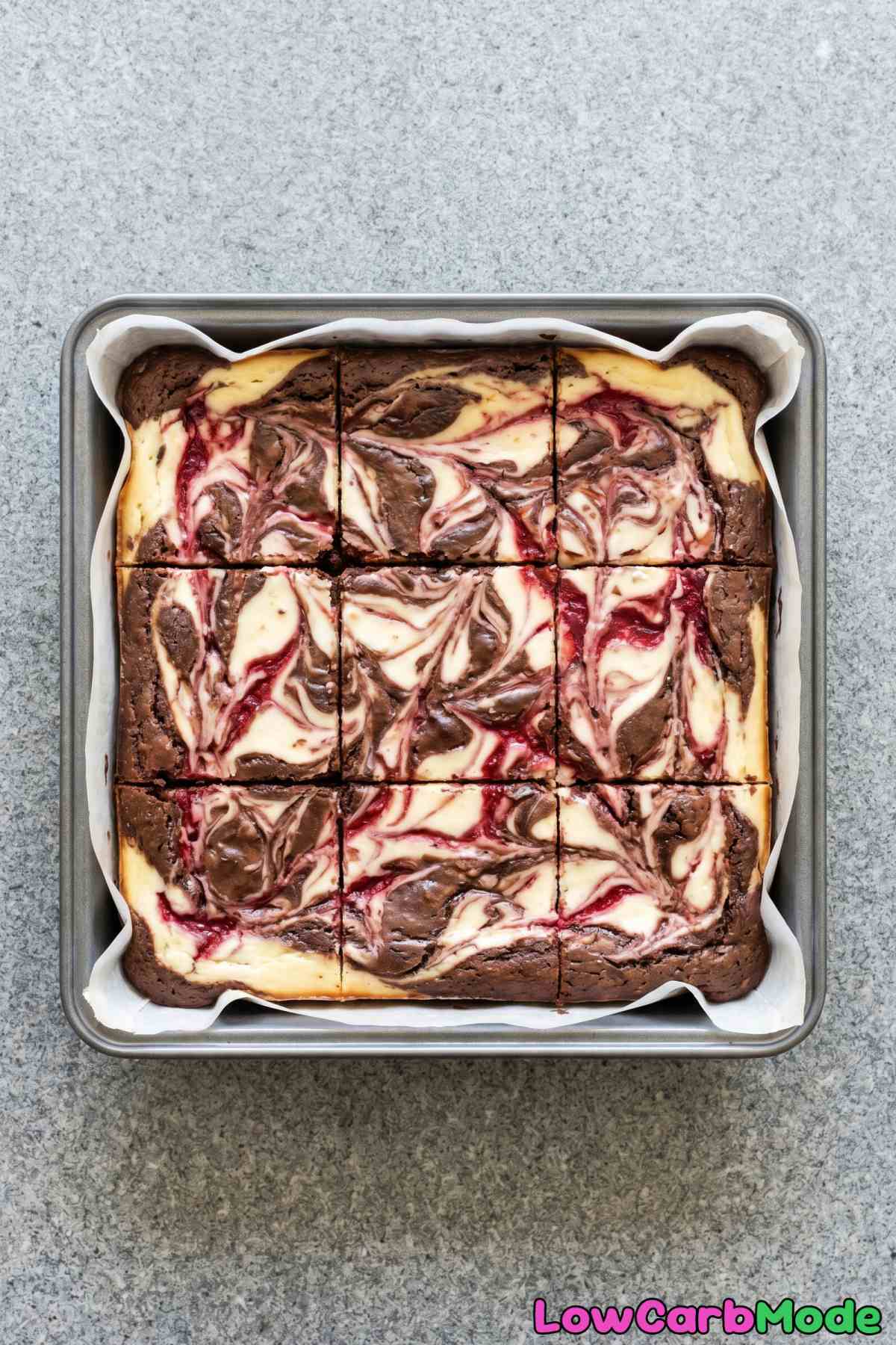 Tempting keto raspberry swirl cheesecake brownies