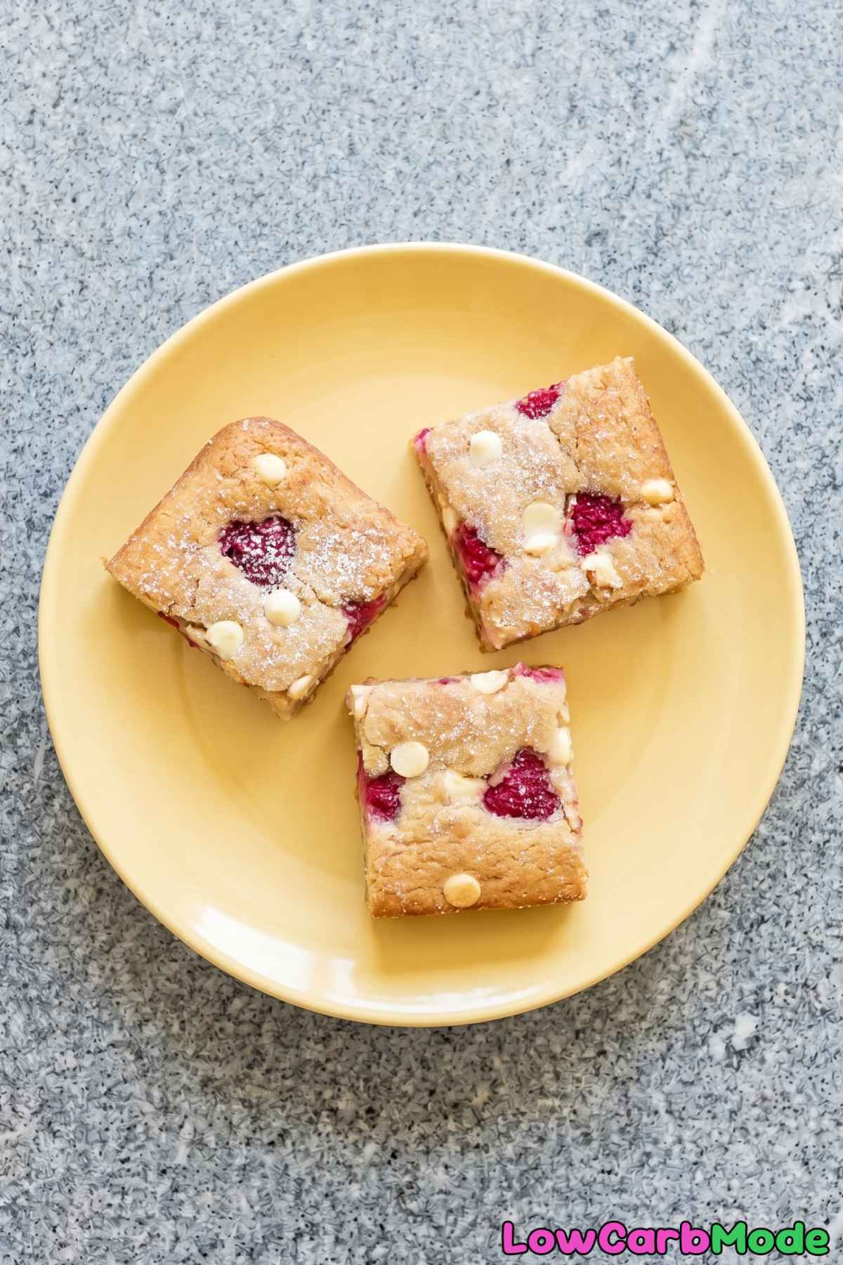Easy keto raspberry white chocolate blondies