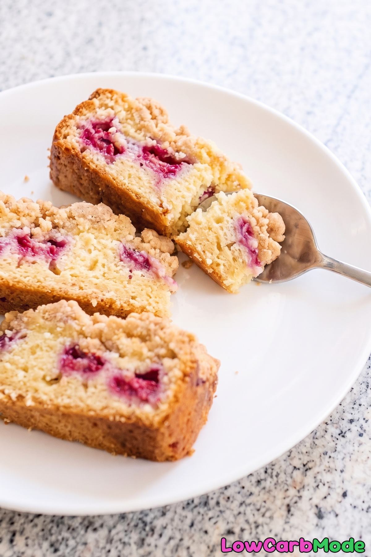 Homemade keto raspberry crumb cake