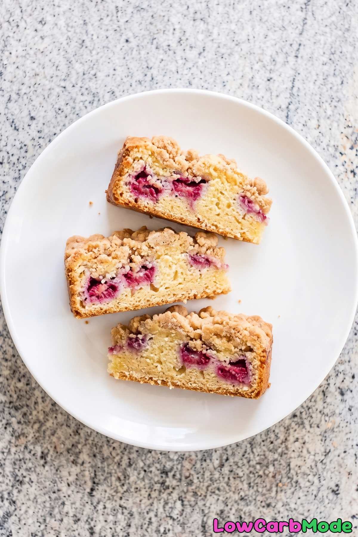 Sweet keto raspberry crumb cake slice