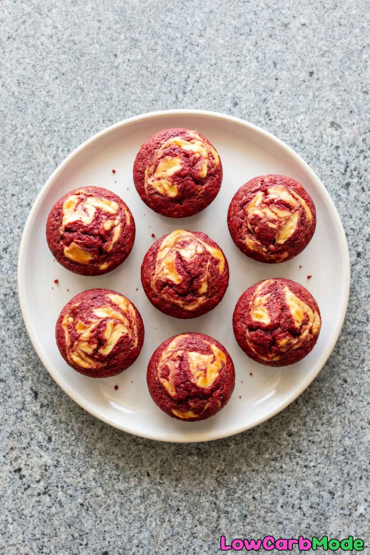 low carb red velvet swirl muffins