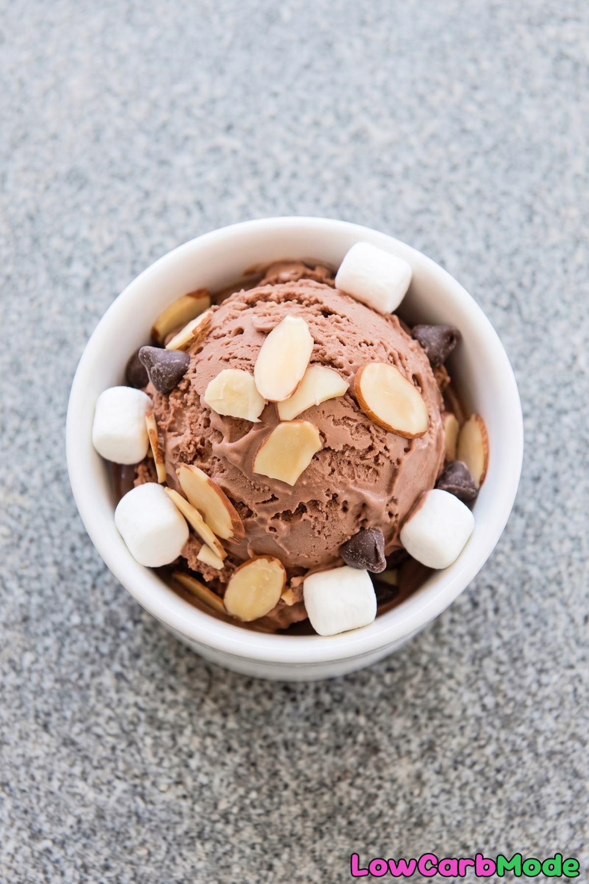Chilled keto rocky road ice cream