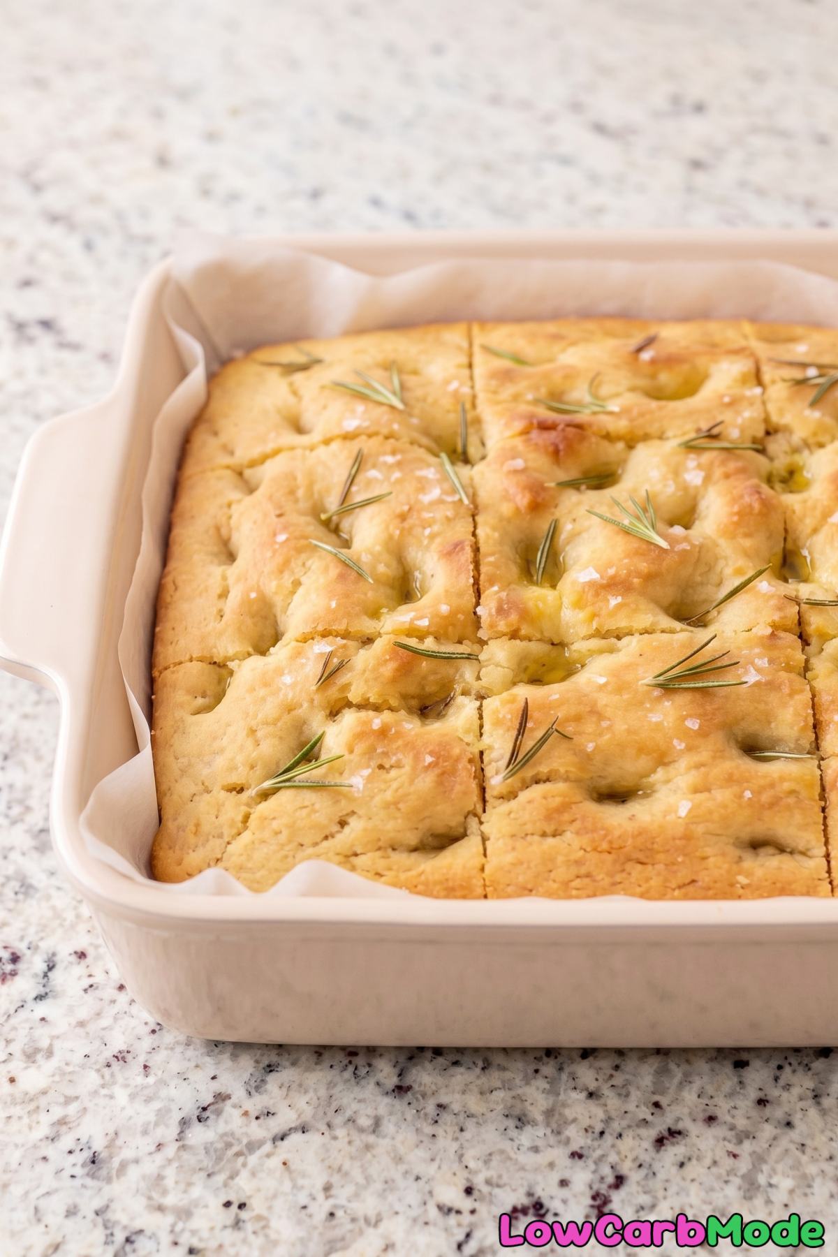 keto rosemary focaccia slice