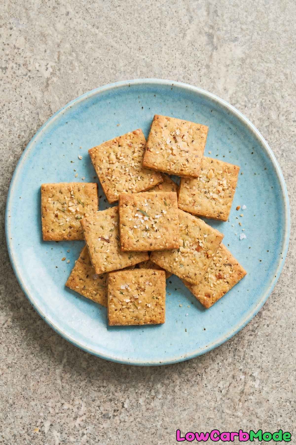 Savory keto rosemary sea salt nut crackers