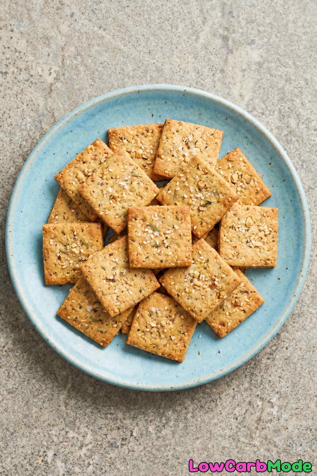 Crunchy keto rosemary sea salt nut crackers