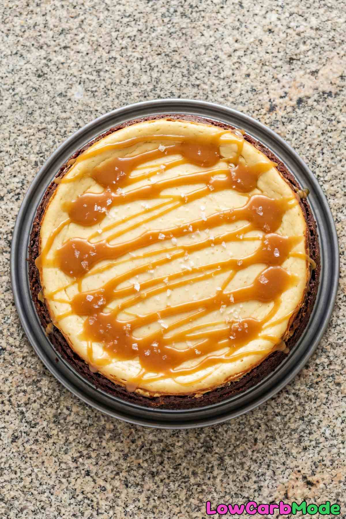Irresistible keto salted caramel brownie cheesecake