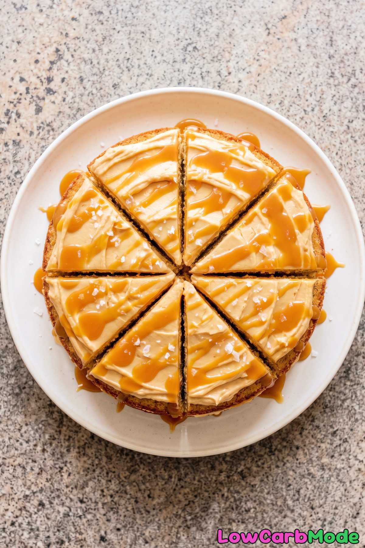 Homemade low carb caramel cream cake