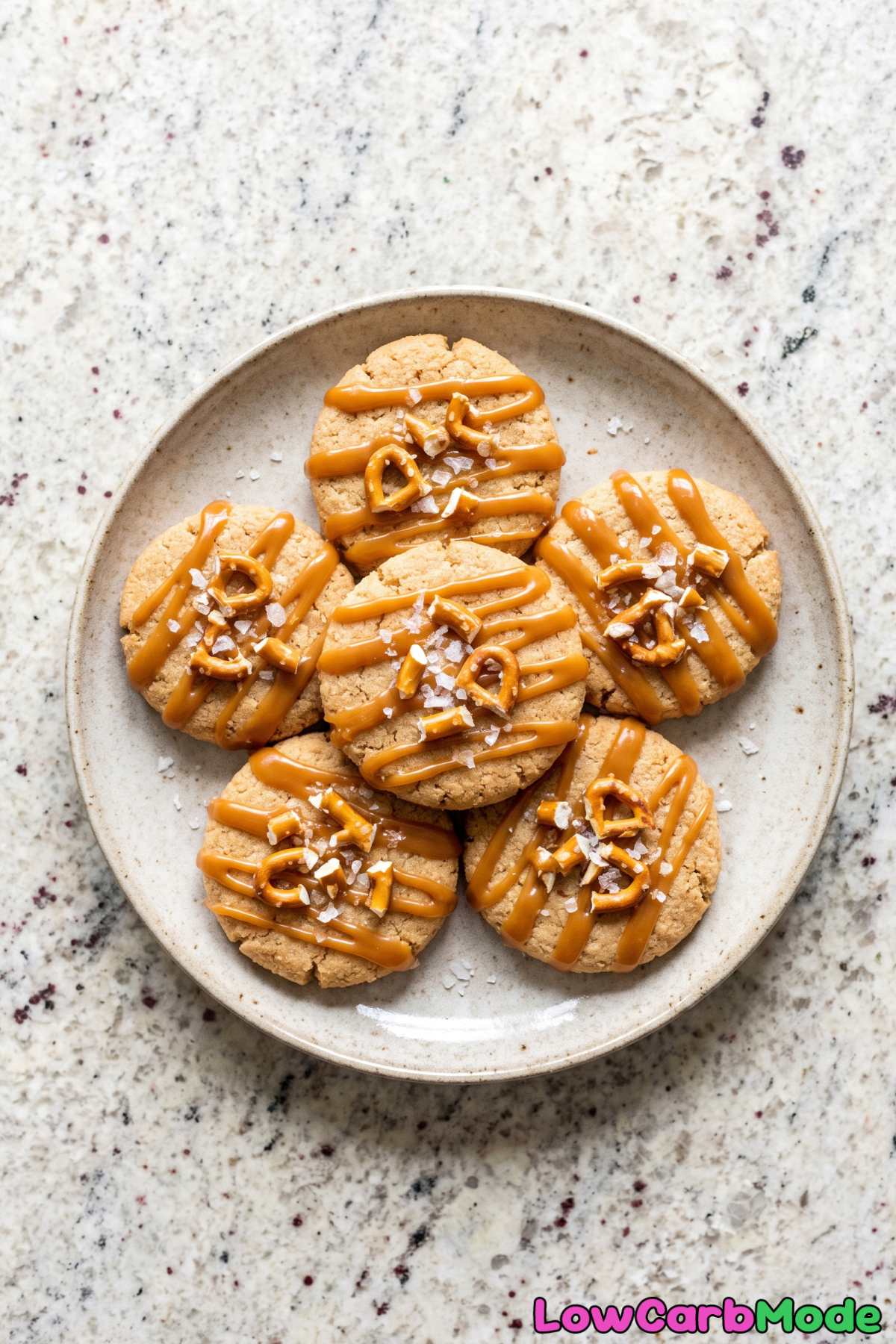 Homemade keto salted caramel pretzel cookies