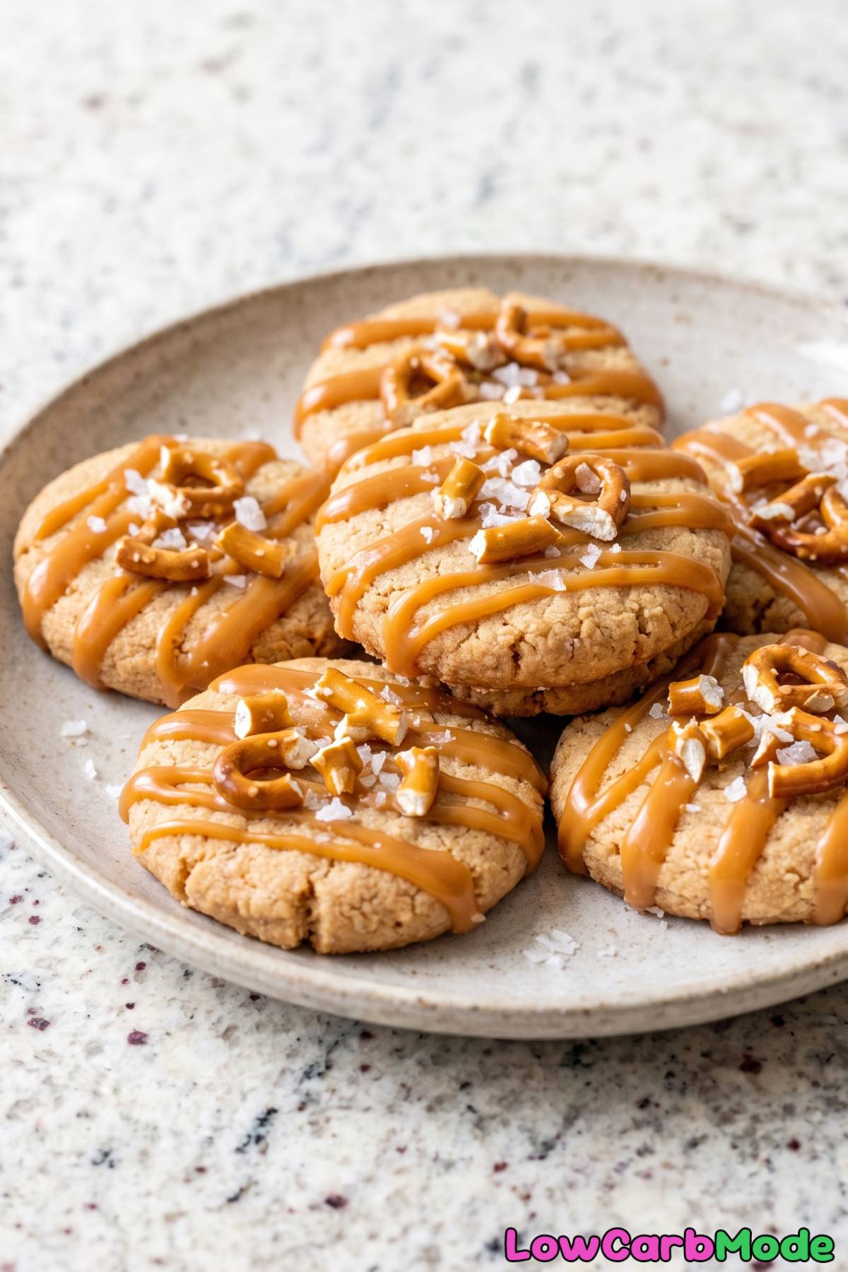 Low carb salted caramel pretzel cookies