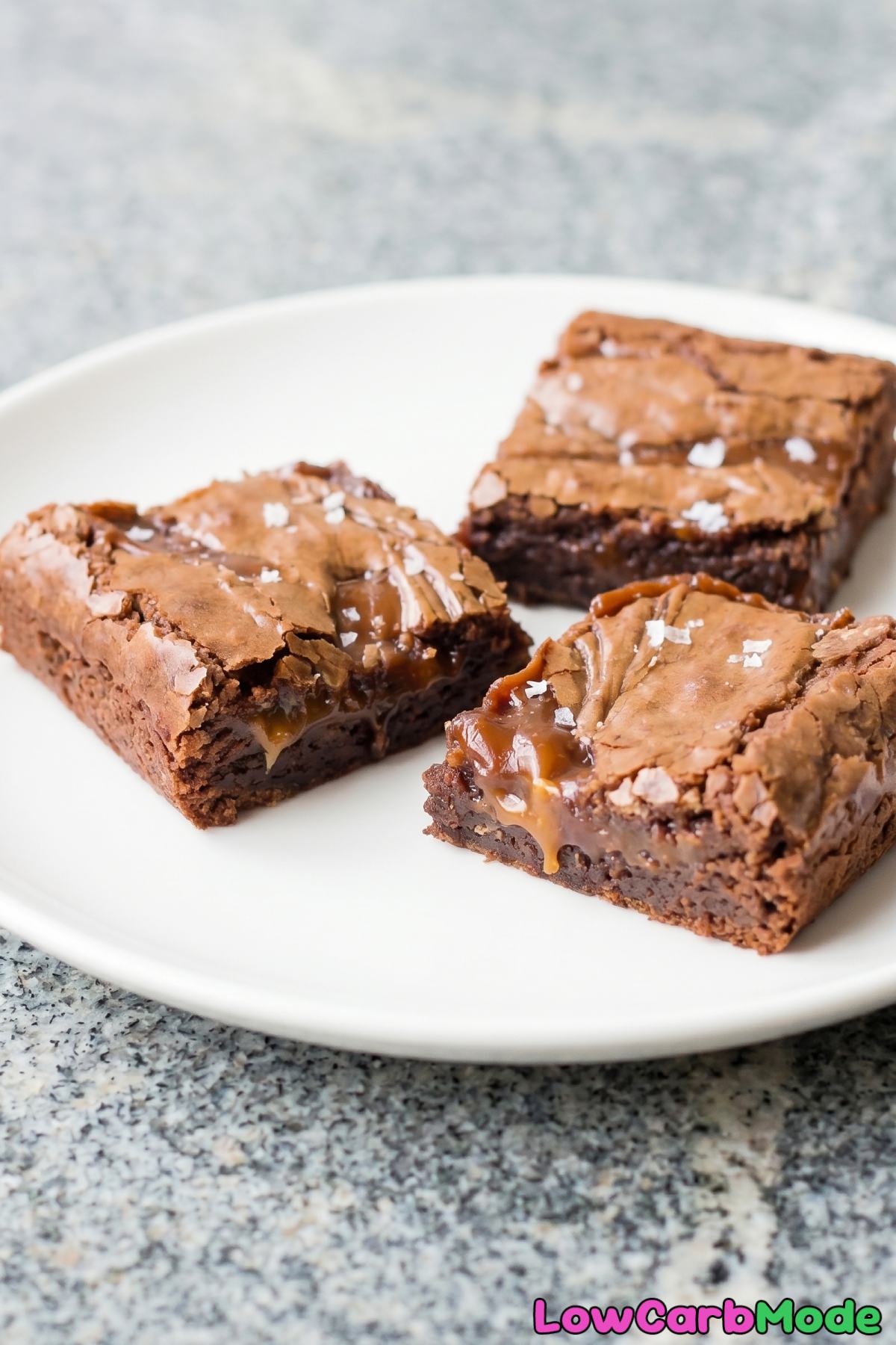 Thick keto brownies with caramel center