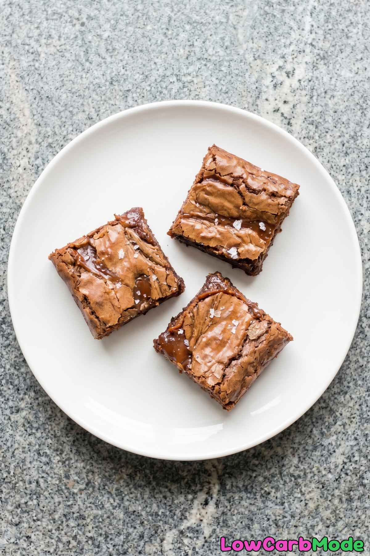Rich keto salted caramel stuffed brownies