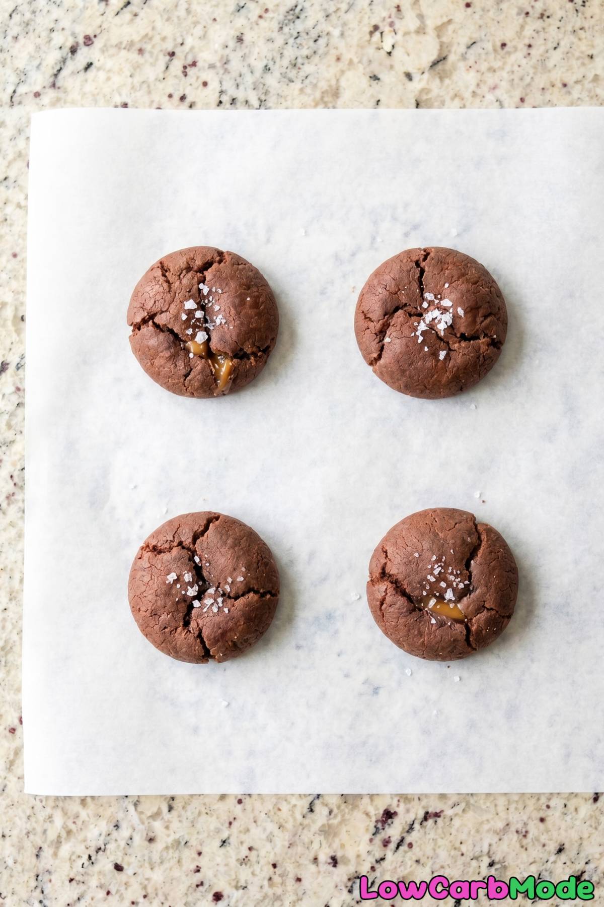 Decadent keto caramel stuffed chocolate cookies