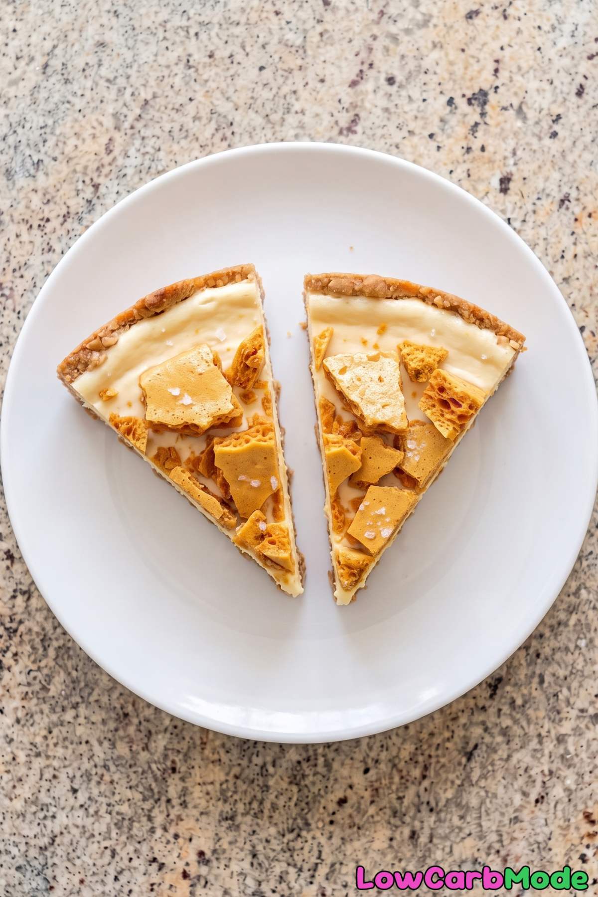 Low carb honeycomb cheesecake slice