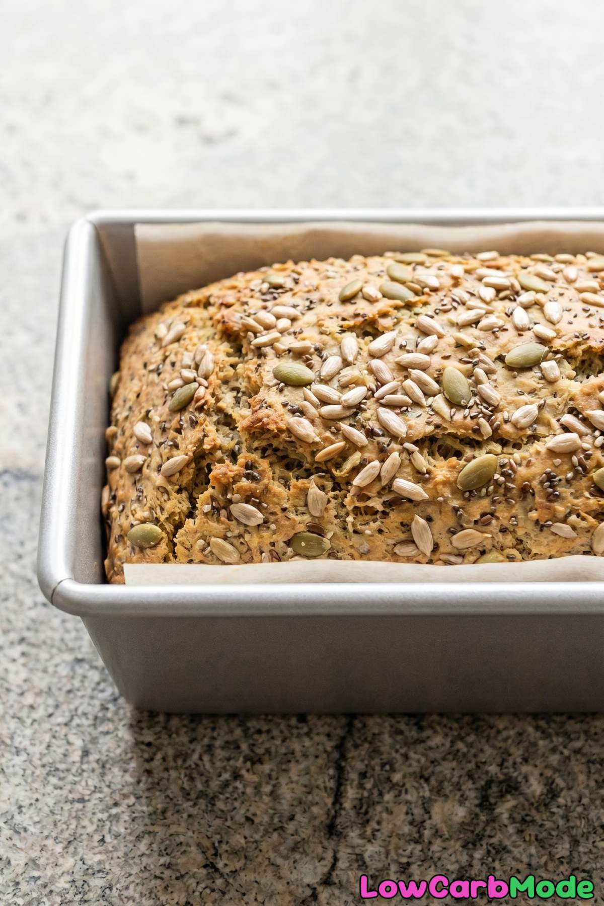 dense keto seed bread with seeds
