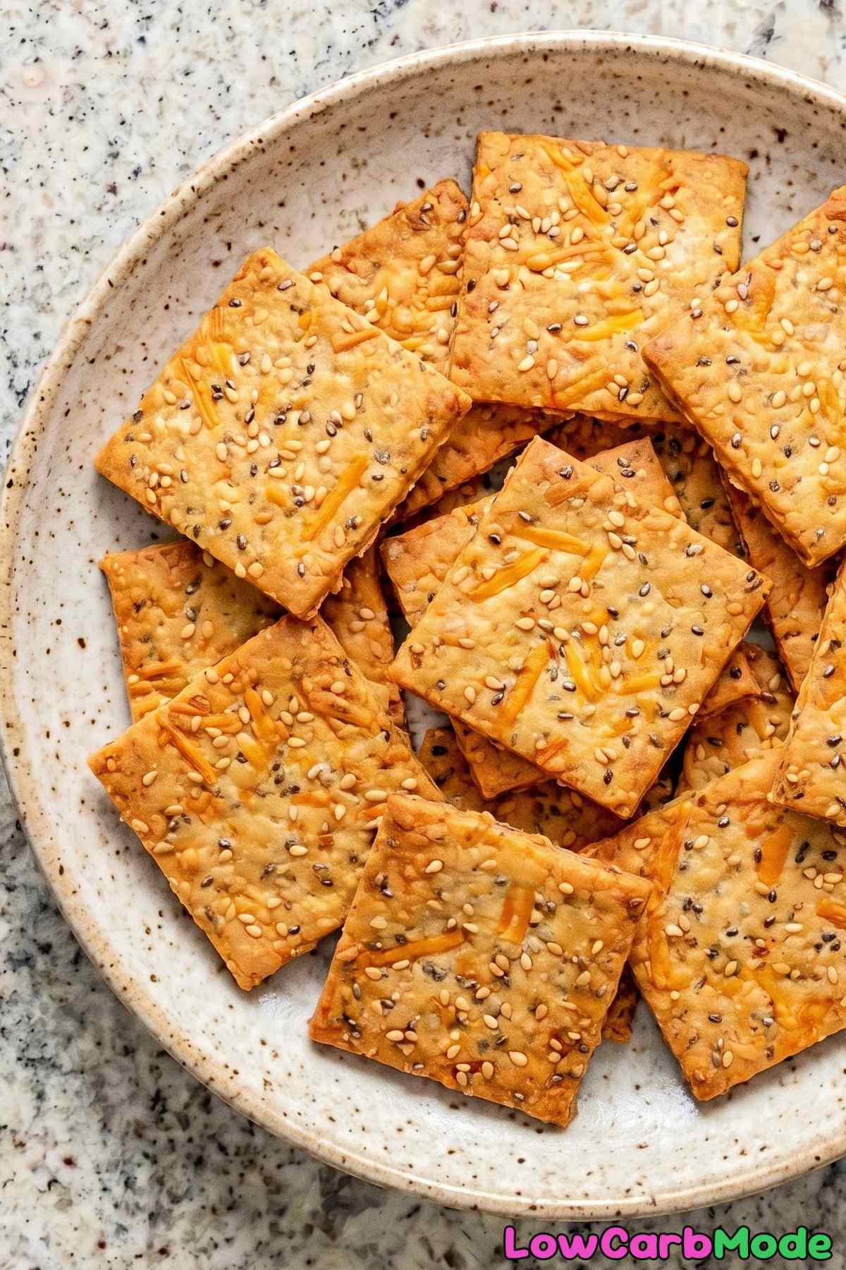 Savory keto sesame & cheddar seed crackers