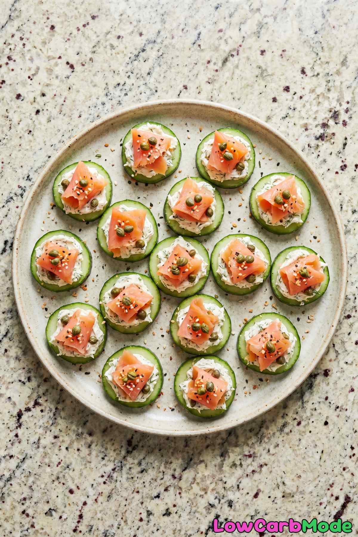 Easy keto smoked salmon cucumber bites