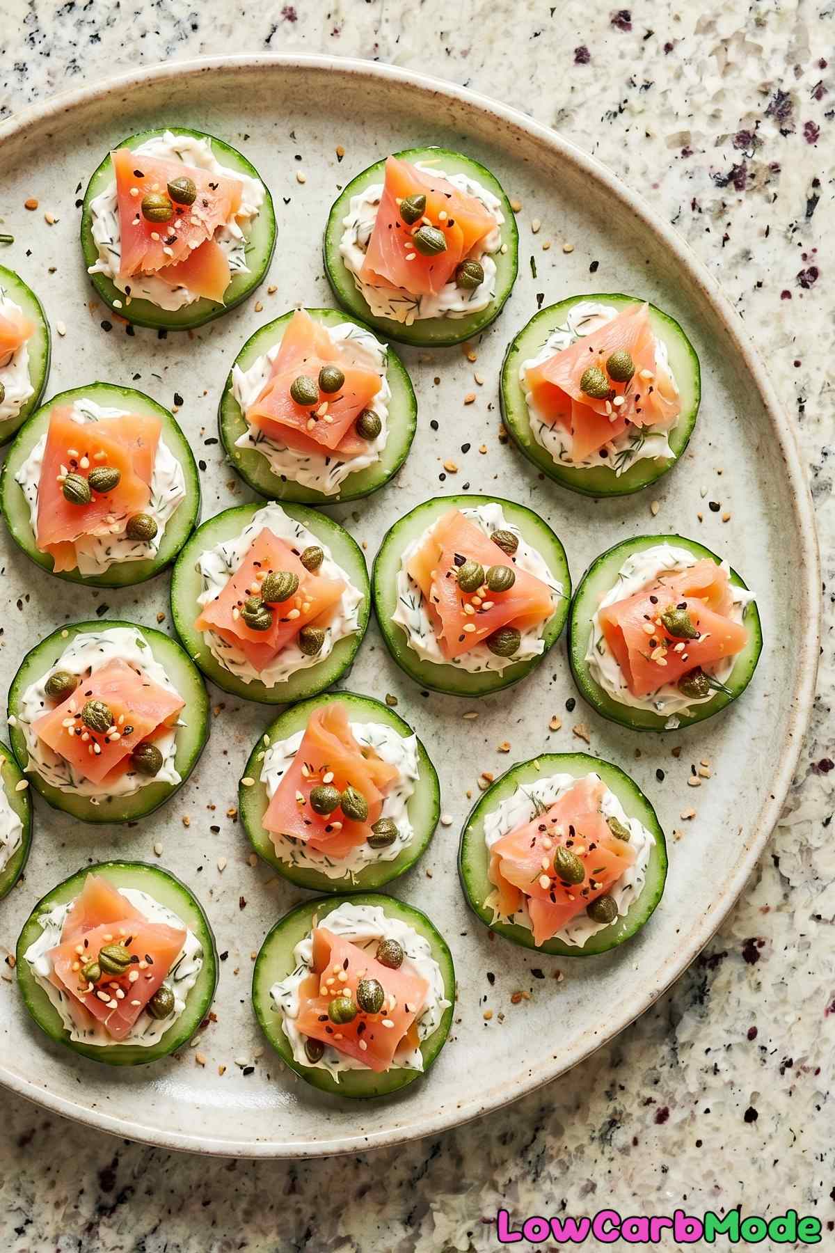Gorgeous keto smoked salmon cucumber bites
