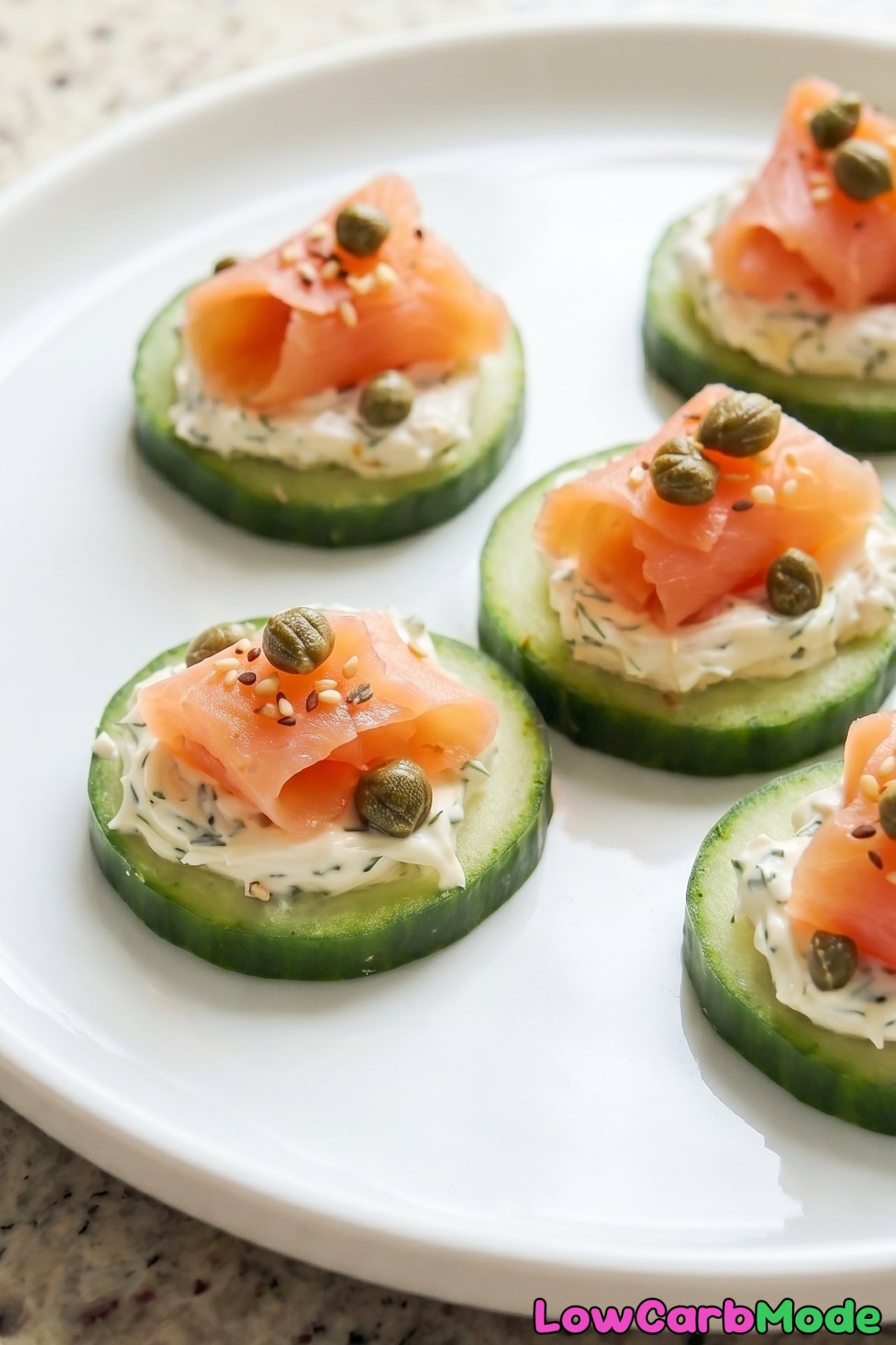 Creamy keto smoked salmon cucumber bites