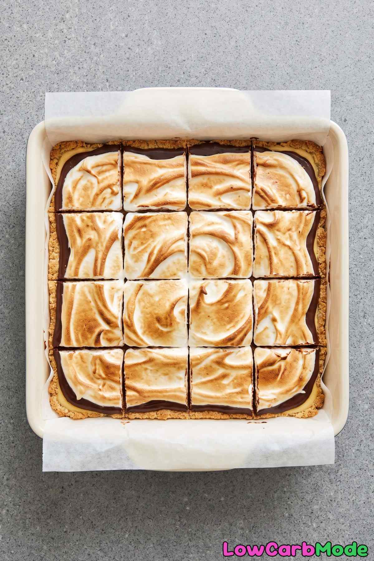 Creamy keto s'mores cheesecake bars