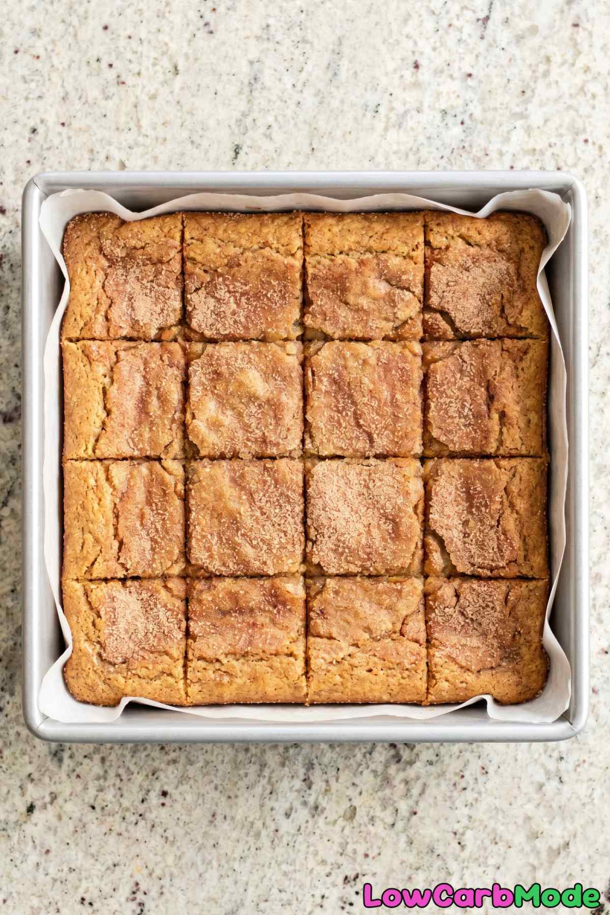 Keto snickerdoodle blondies on a plate