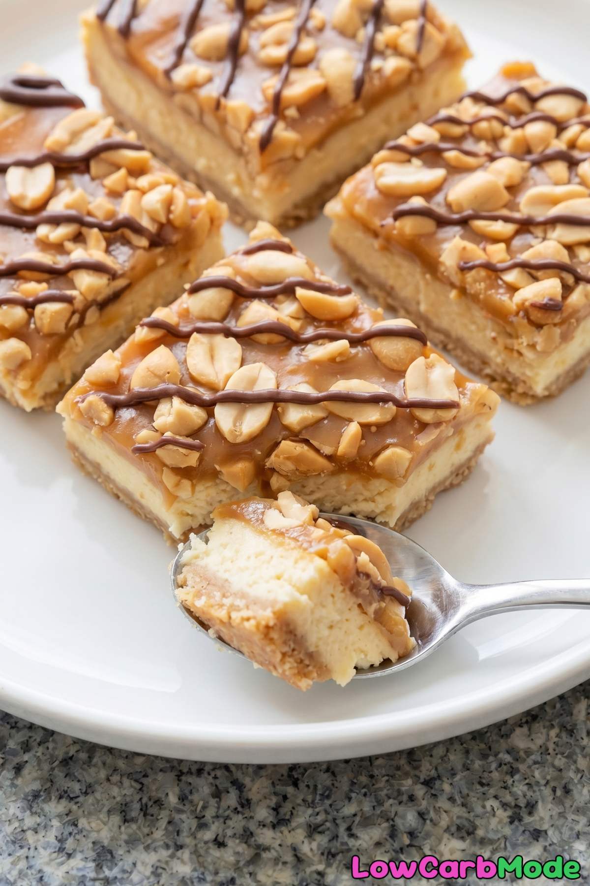 Irresistible keto Snickers cheesecake bars