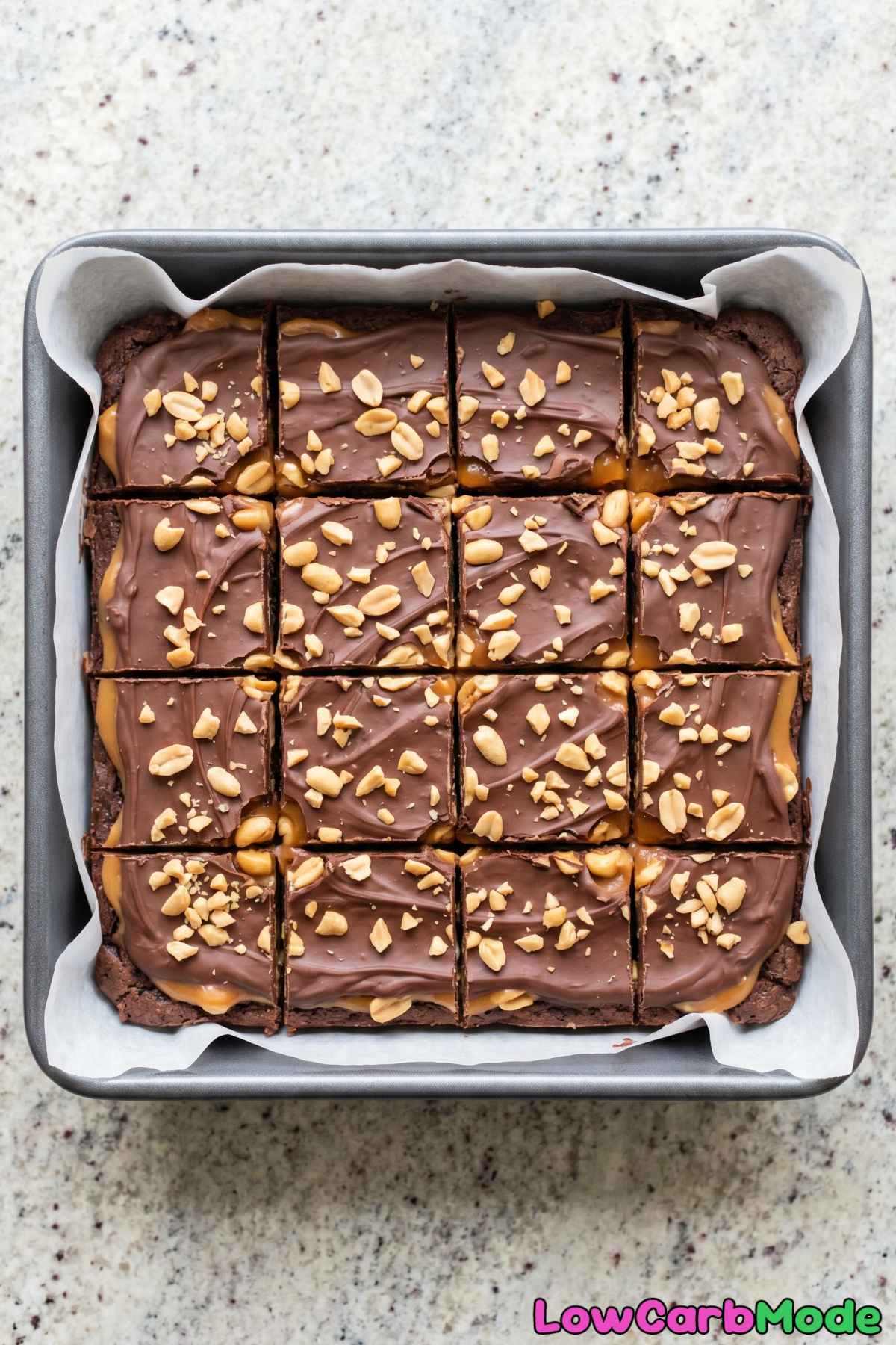 rich keto snickers stuffed brownies