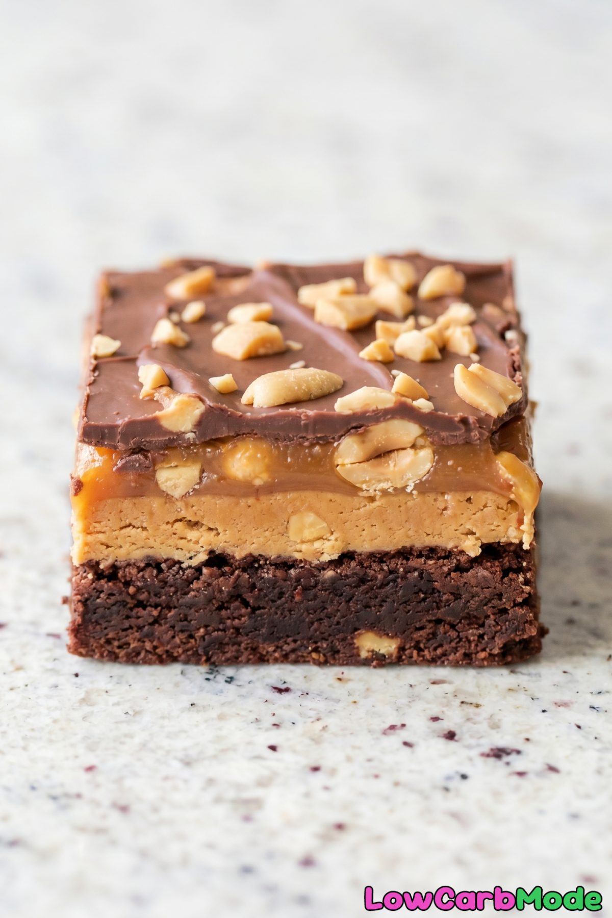 easy keto snickers brownies stacked