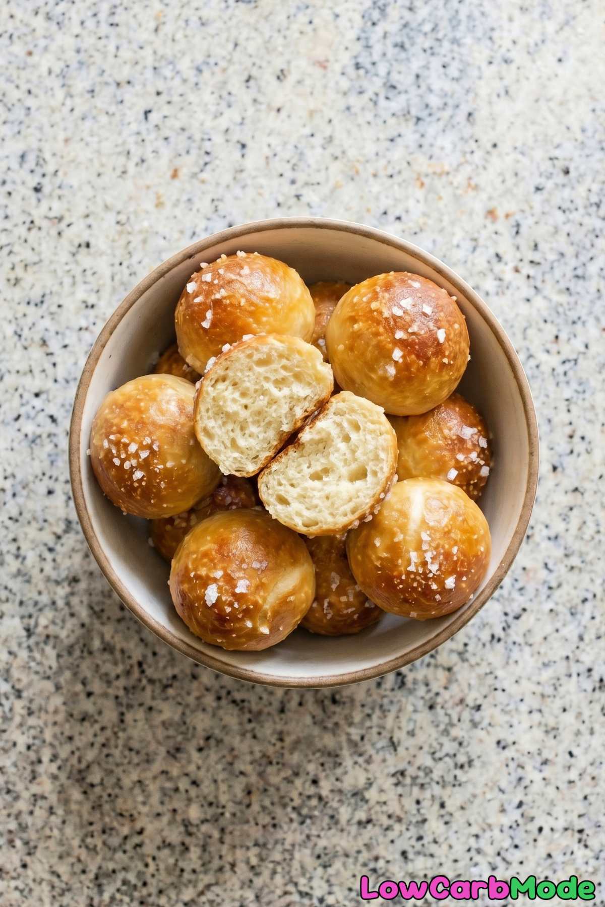 Savory keto soft pretzel bites freshly baked
