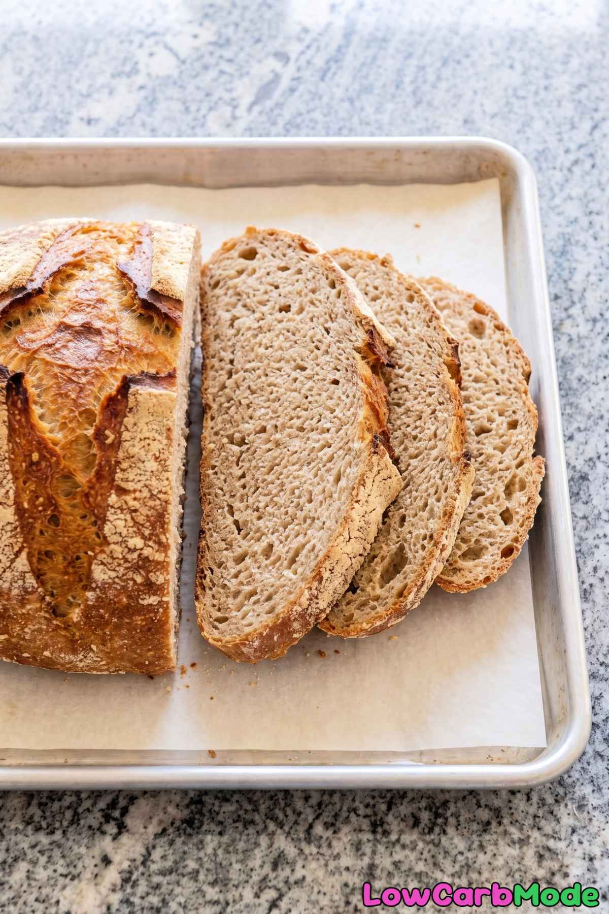 Toasted slice of keto sourdough bread