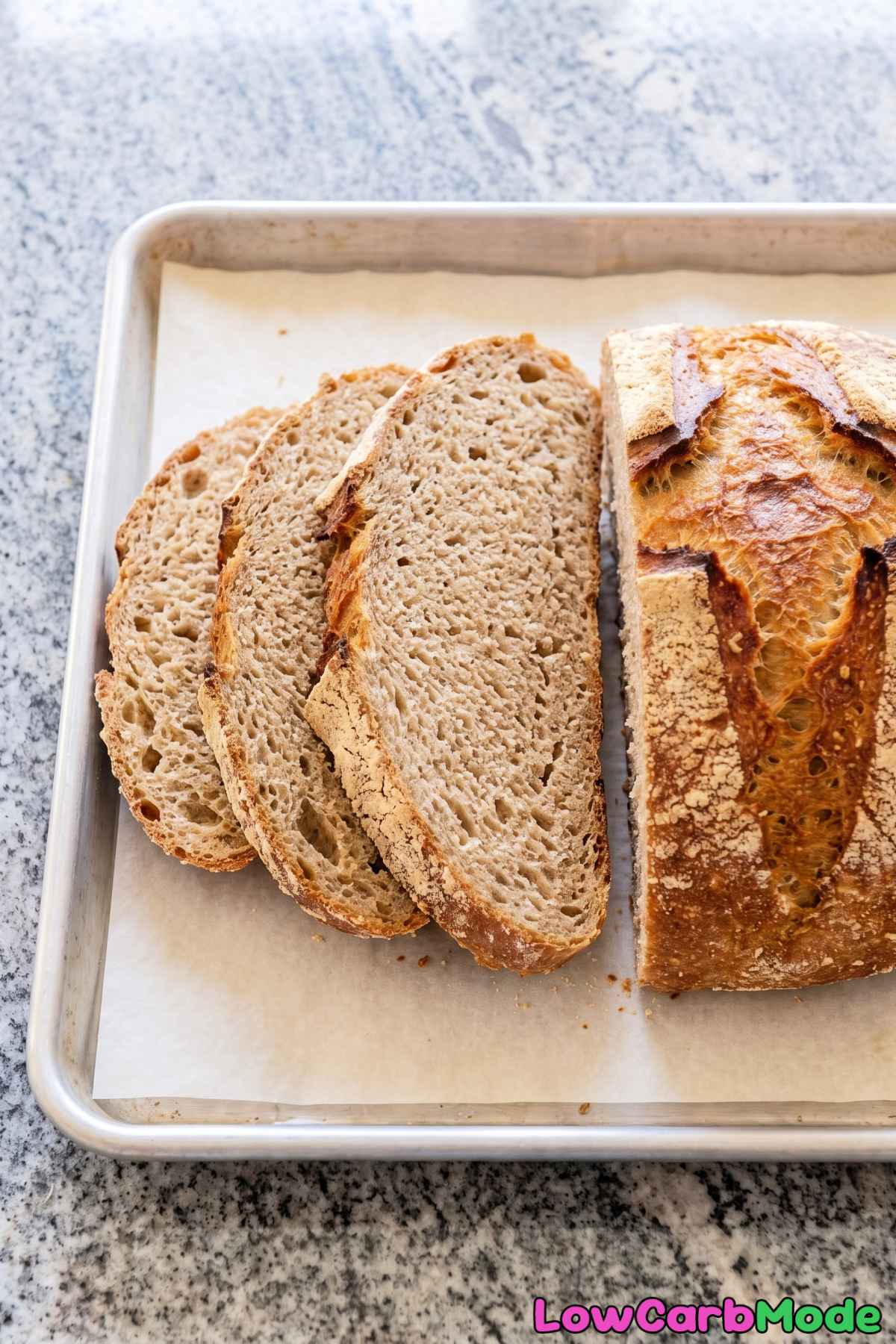 Golden brown keto sourdough bread
