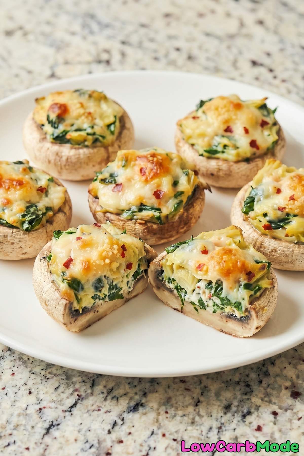 Rich keto spinach artichoke stuffed mushrooms