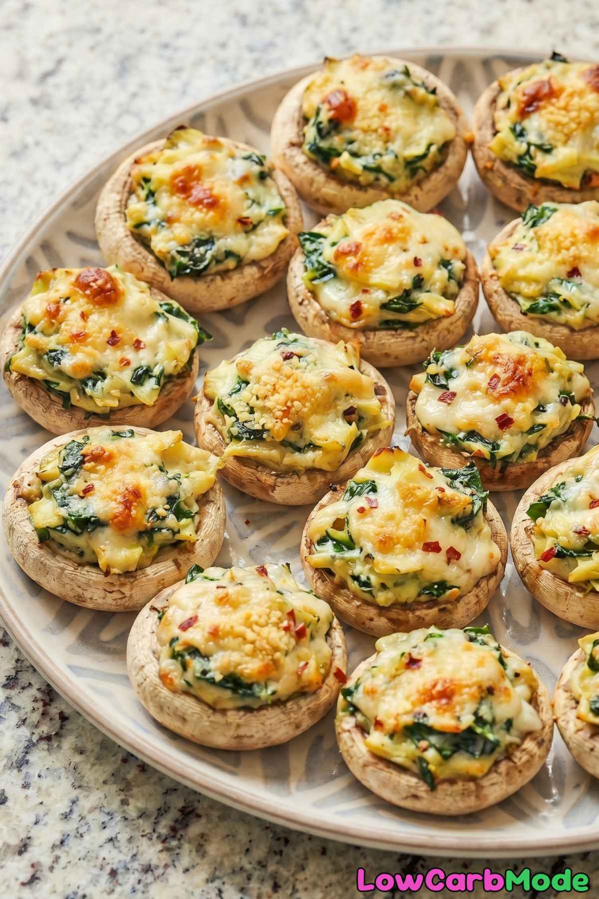 Easy keto spinach artichoke stuffed mushrooms