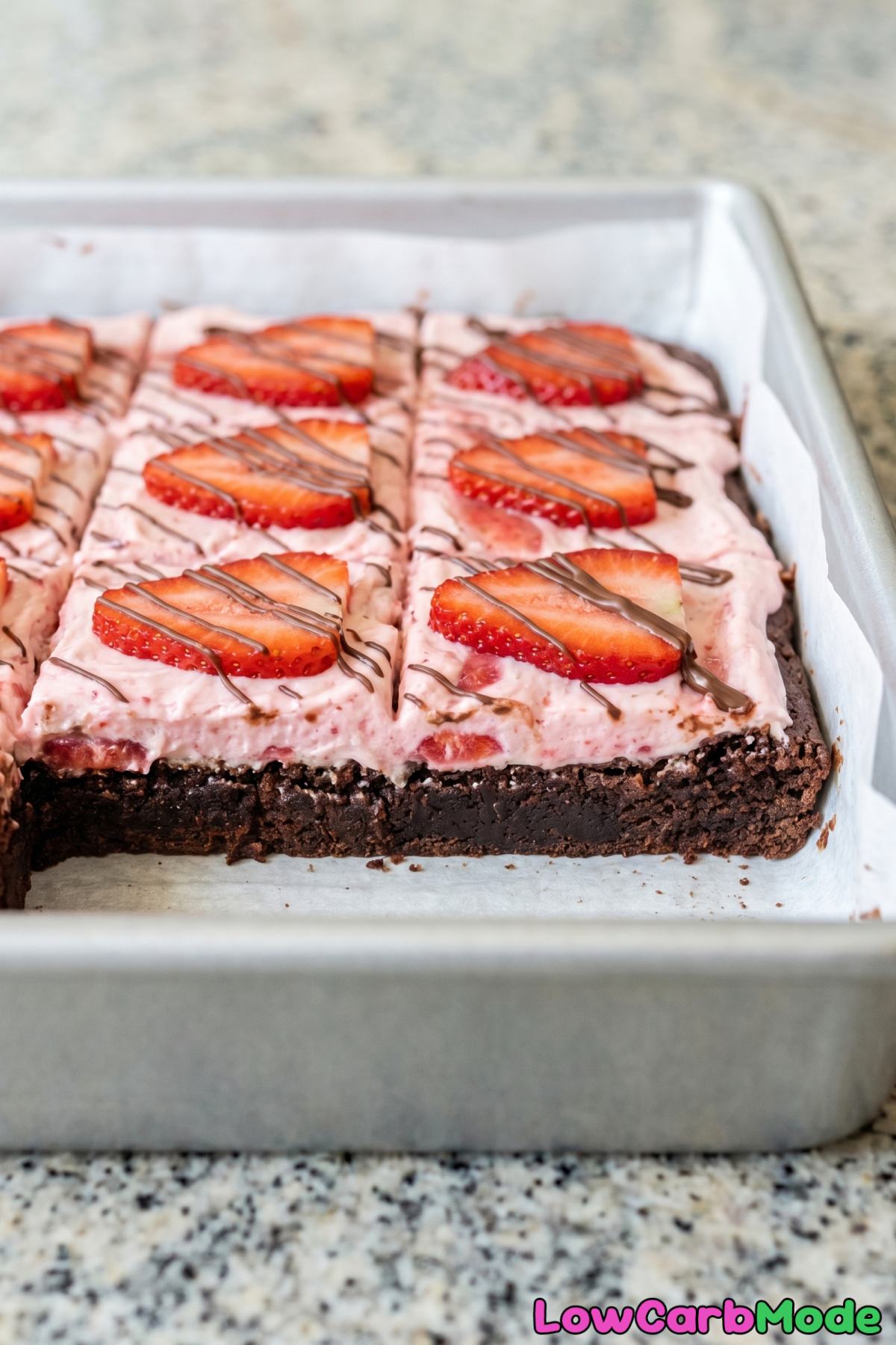 sweet keto strawberry brownies sliced
