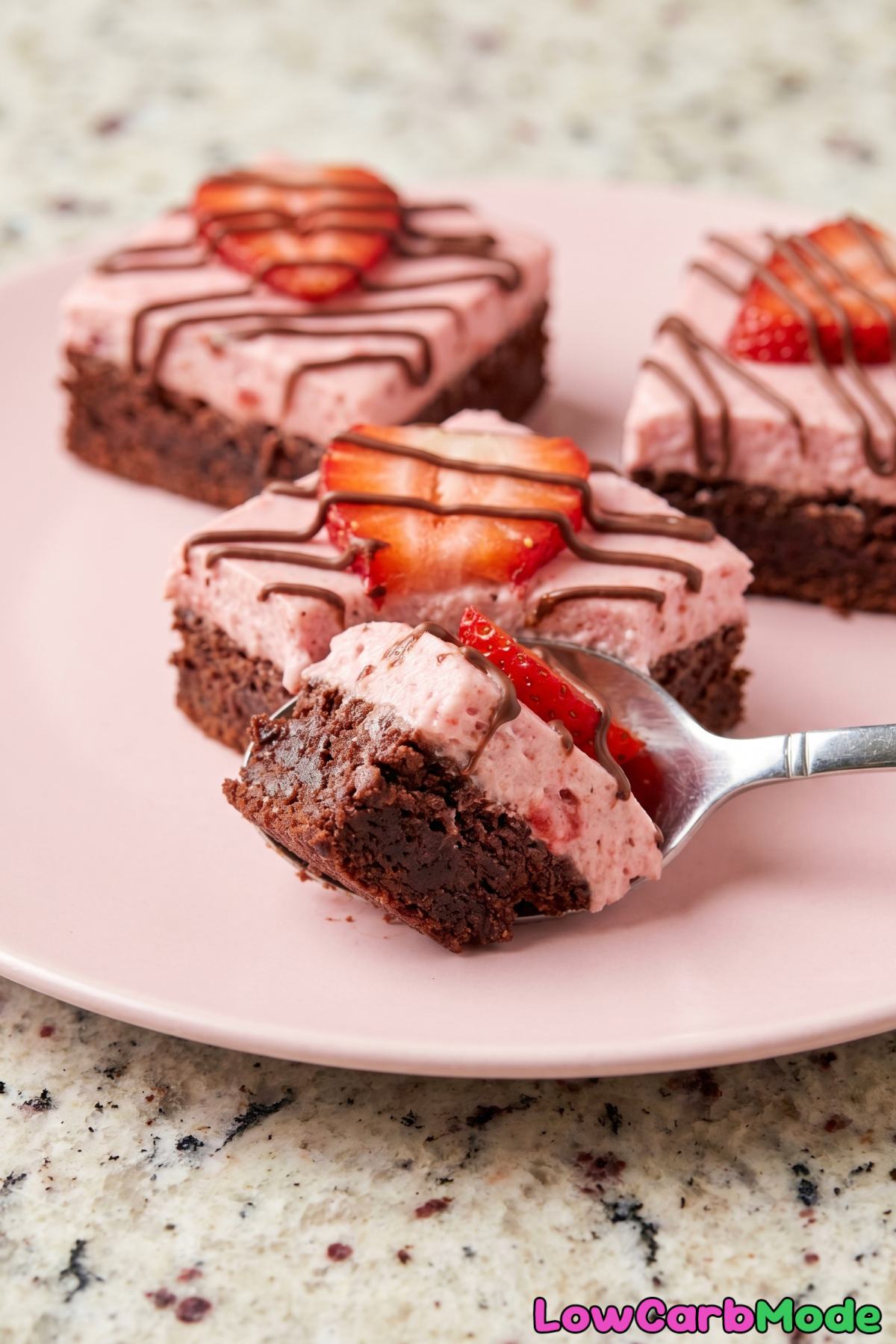tender keto strawberries cream brownies