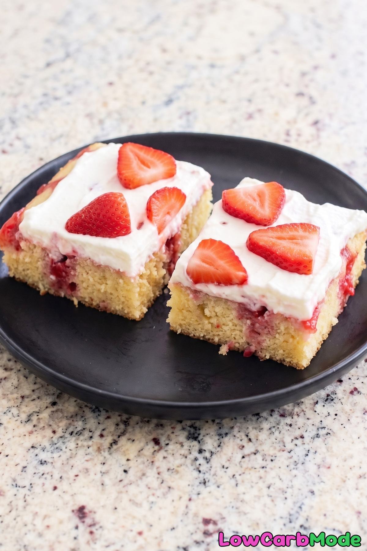sweet low carb strawberry poke dessert
