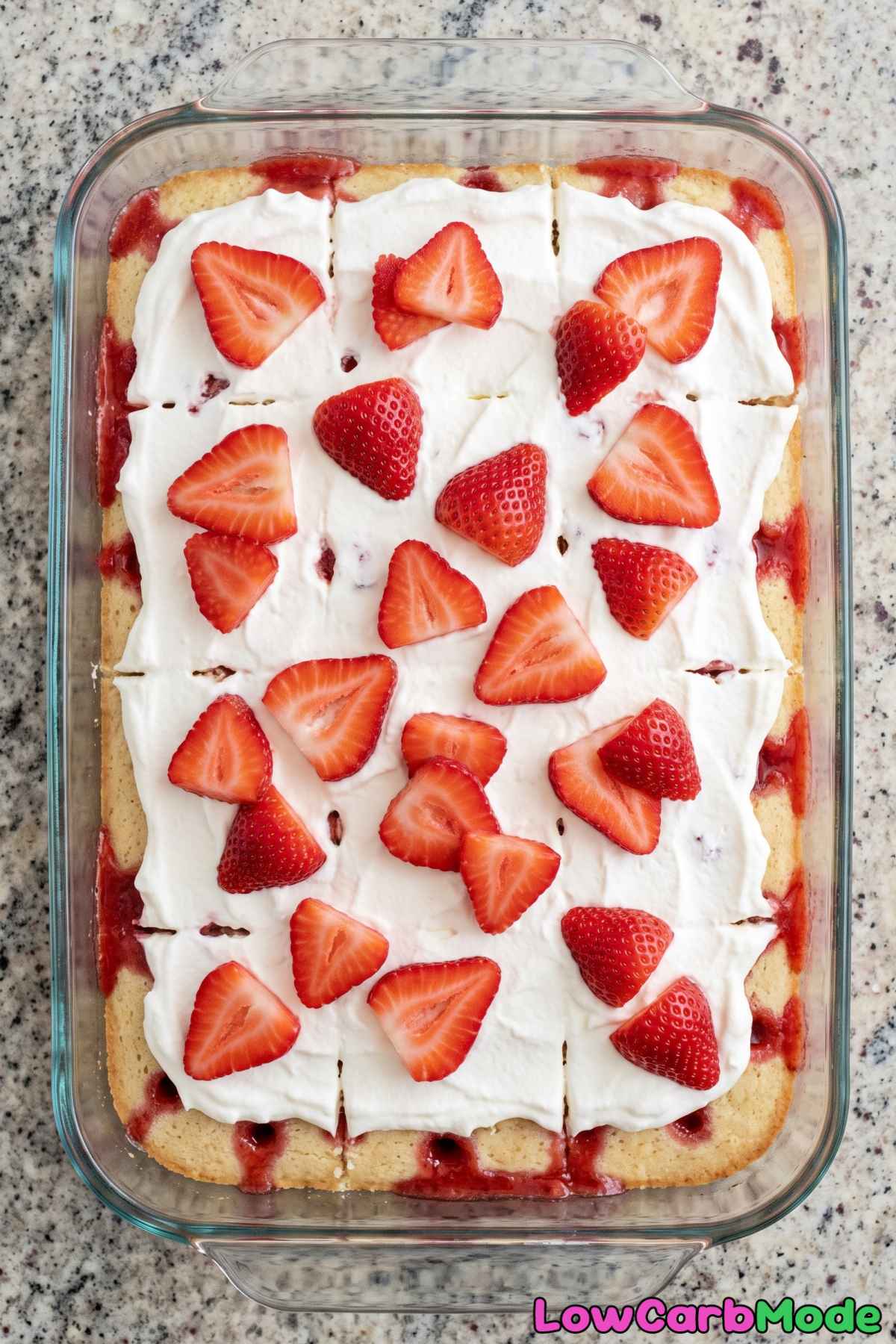 slice of keto strawberries and cream cake