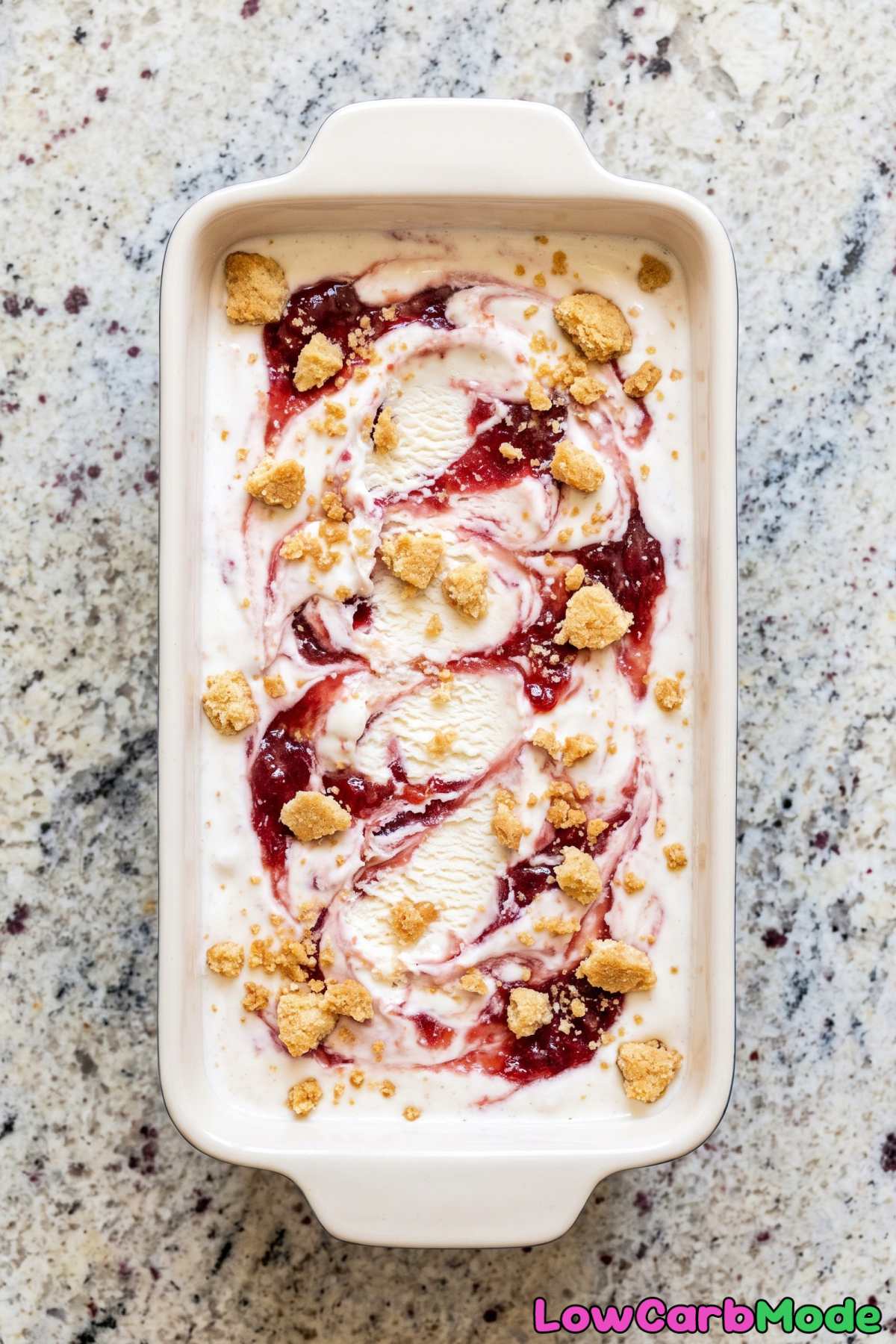 Keto strawberry cheesecake ice cream scoops