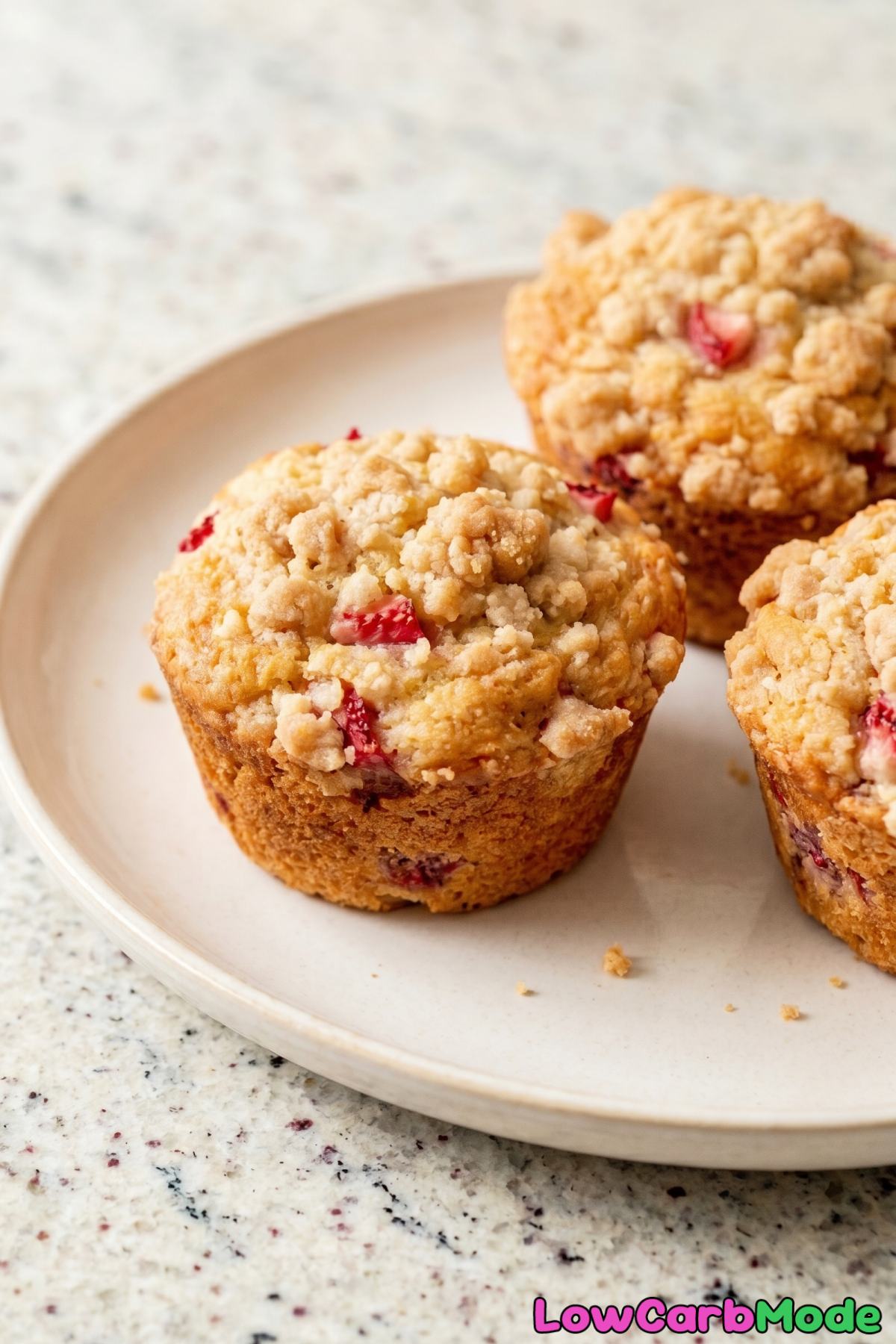 Tender keto muffins with strawberry filling