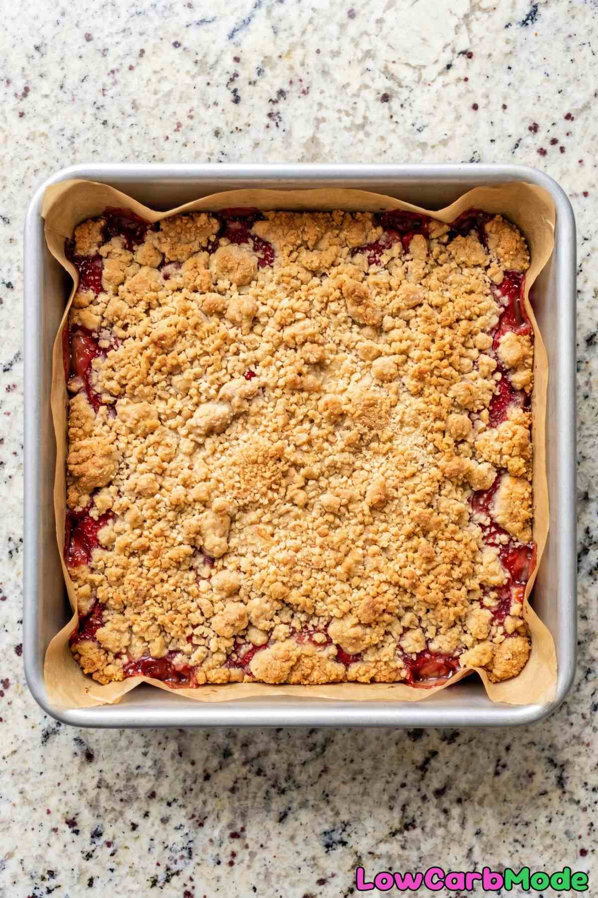 Irresistible keto strawberry crumble bars