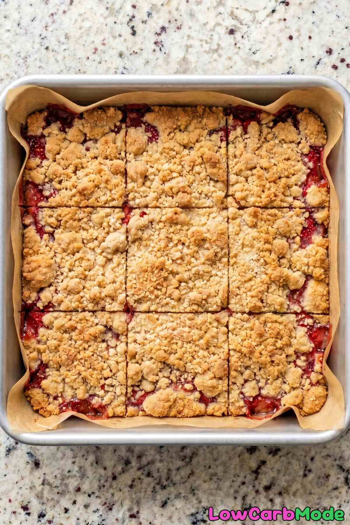 Wholesome keto strawberry crumble bars