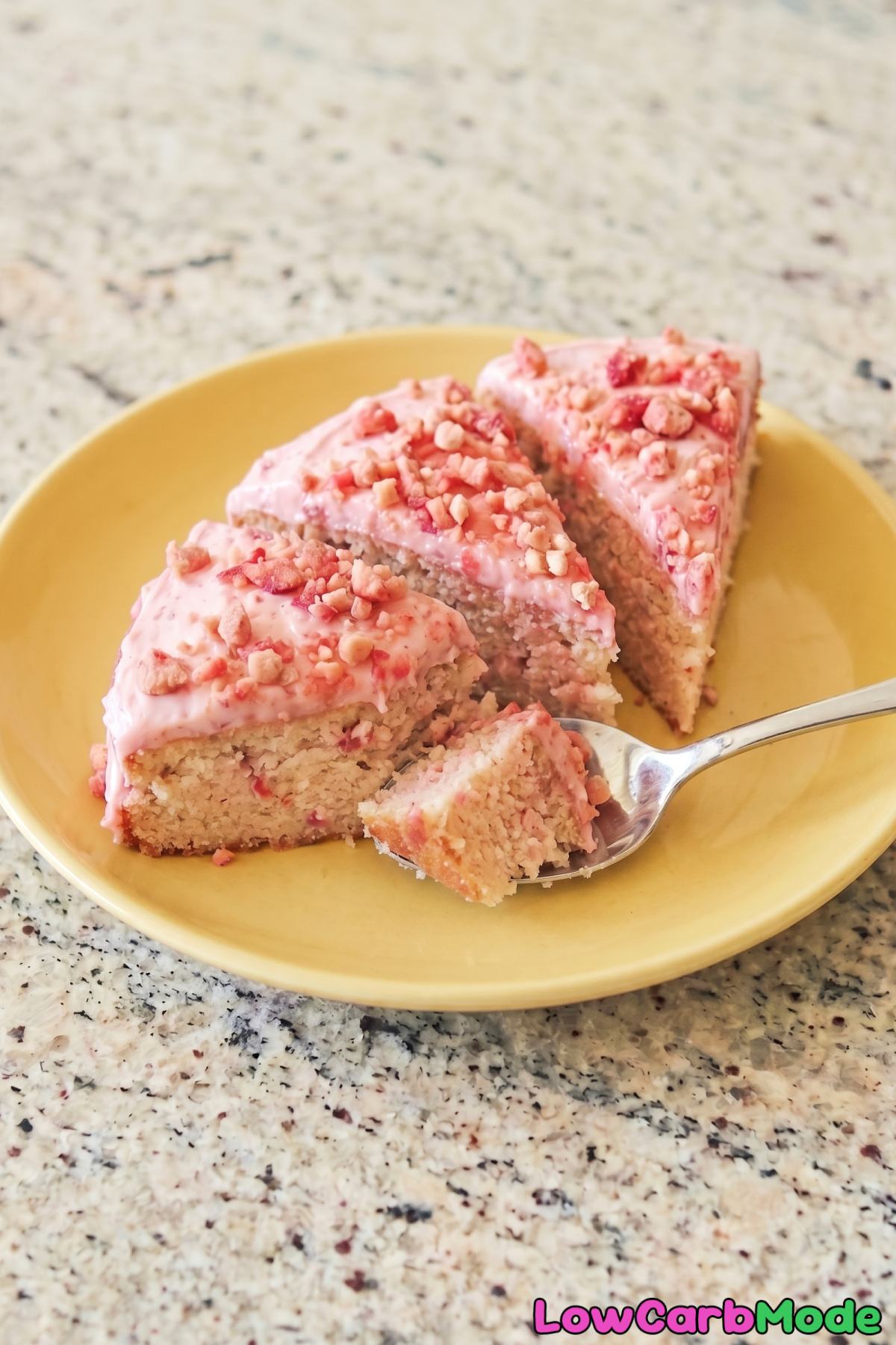 Decadent keto strawberry crunch cake