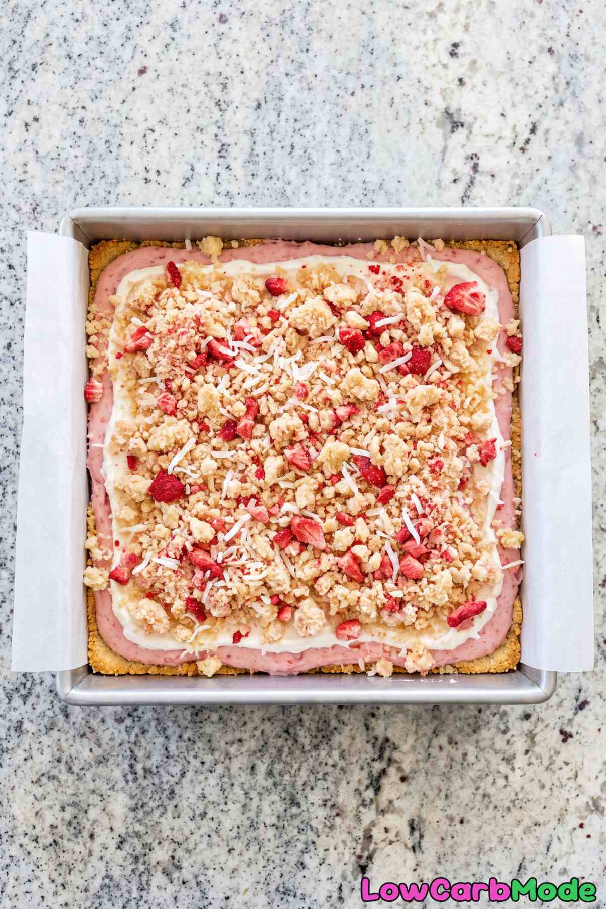 Homemade low carb strawberry crumb bars